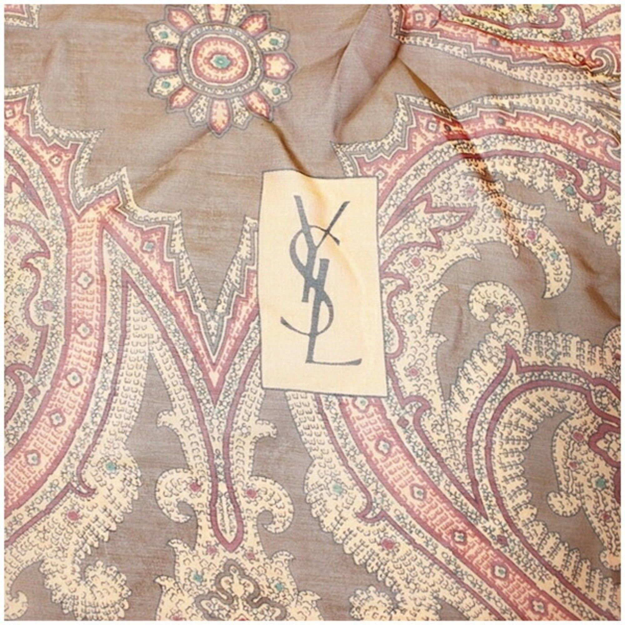 Yves Saint Laurent Yves Saint Laurent Silk Large Scarf Muffler Orange x Red YVES SAINT LAURENT Women's Size ONE SIZE - 6 Thumbnail