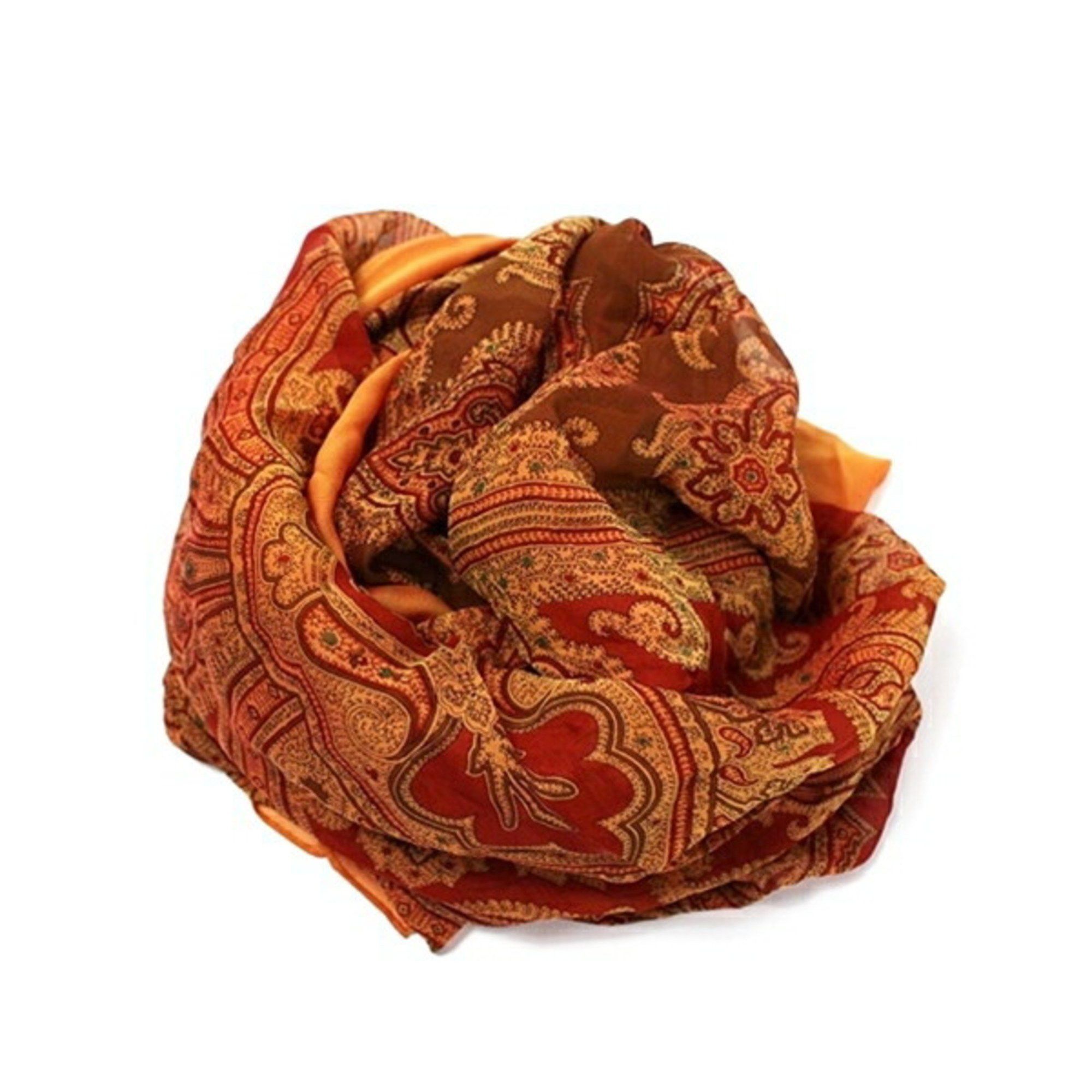 Yves Saint Laurent Yves Saint Laurent Silk Large Scarf Muffler Orange x Red YVES SAINT LAURENT Women's Size ONE SIZE - 8 Thumbnail