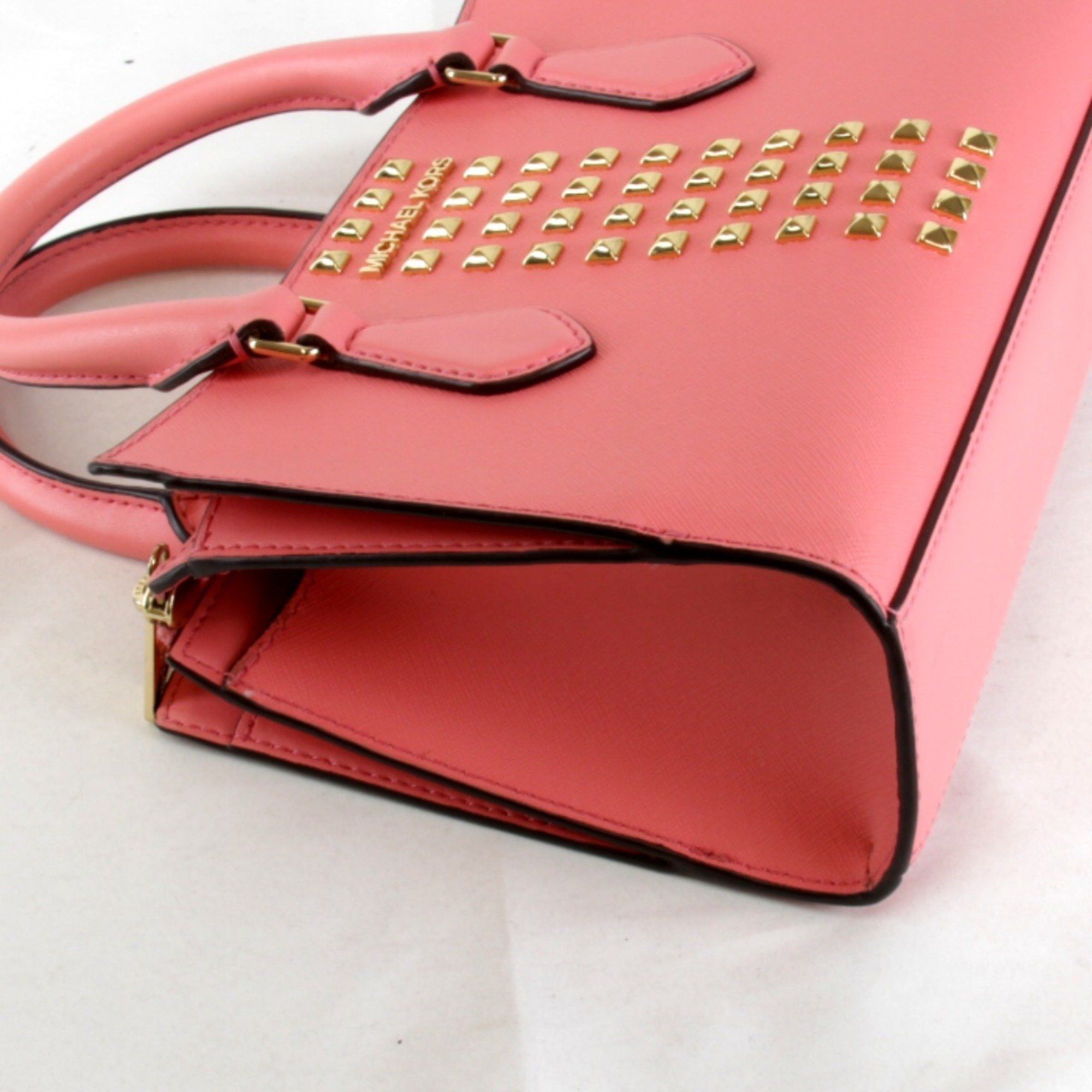 Michael Kors Michael Kors 2-way bag, center zip, studded shoulder leather, pink, women's Size ONE SIZE - 4 Thumbnail