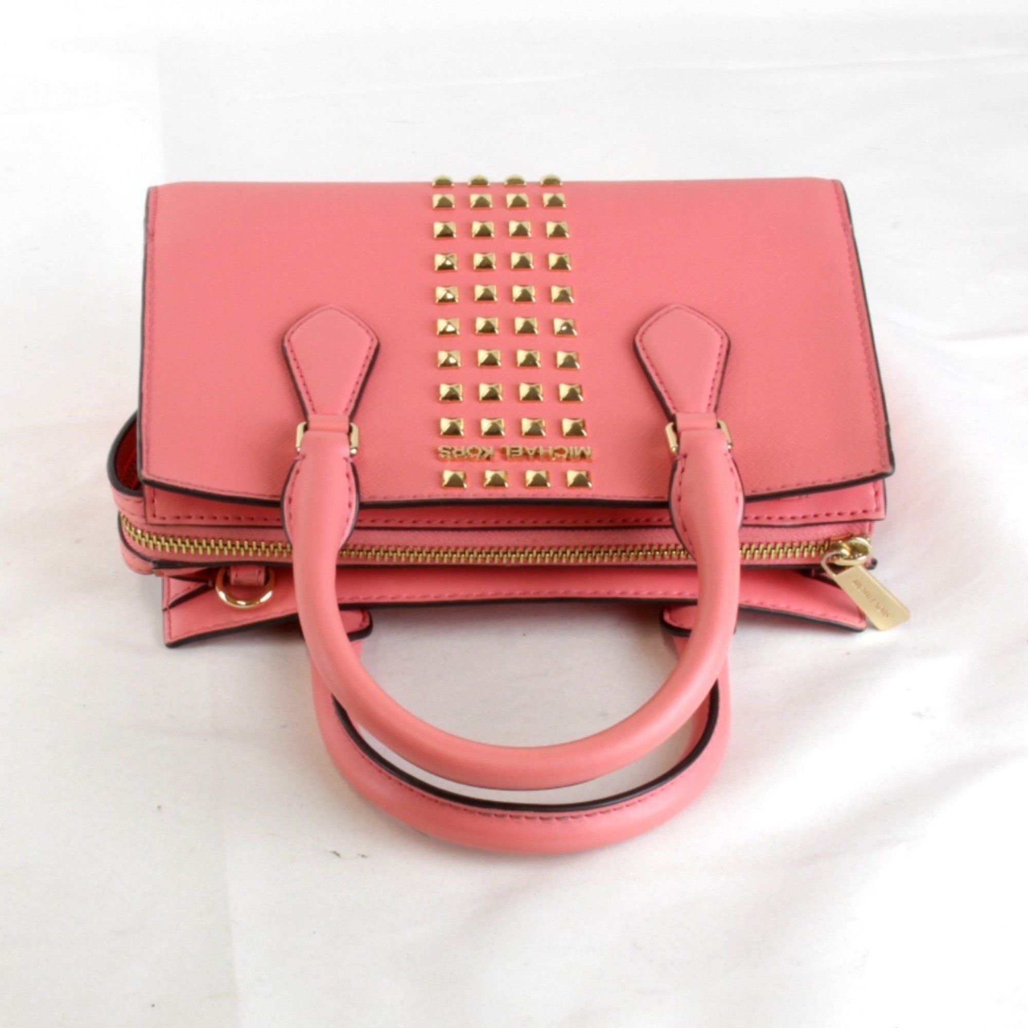Michael Kors Michael Kors 2-way bag, center zip, studded shoulder leather, pink, women's Size ONE SIZE - 6 Thumbnail