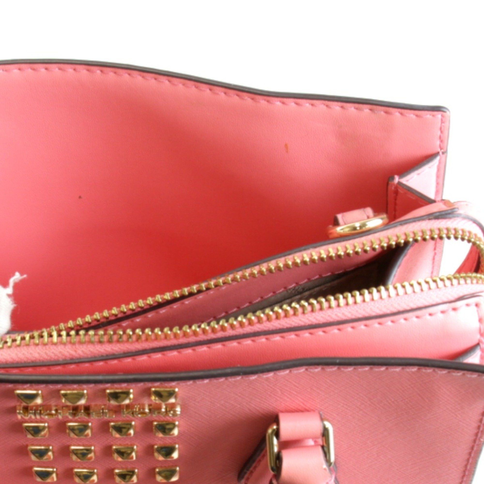 Michael Kors Michael Kors 2-way bag, center zip, studded shoulder leather, pink, women's Size ONE SIZE - 9 Thumbnail