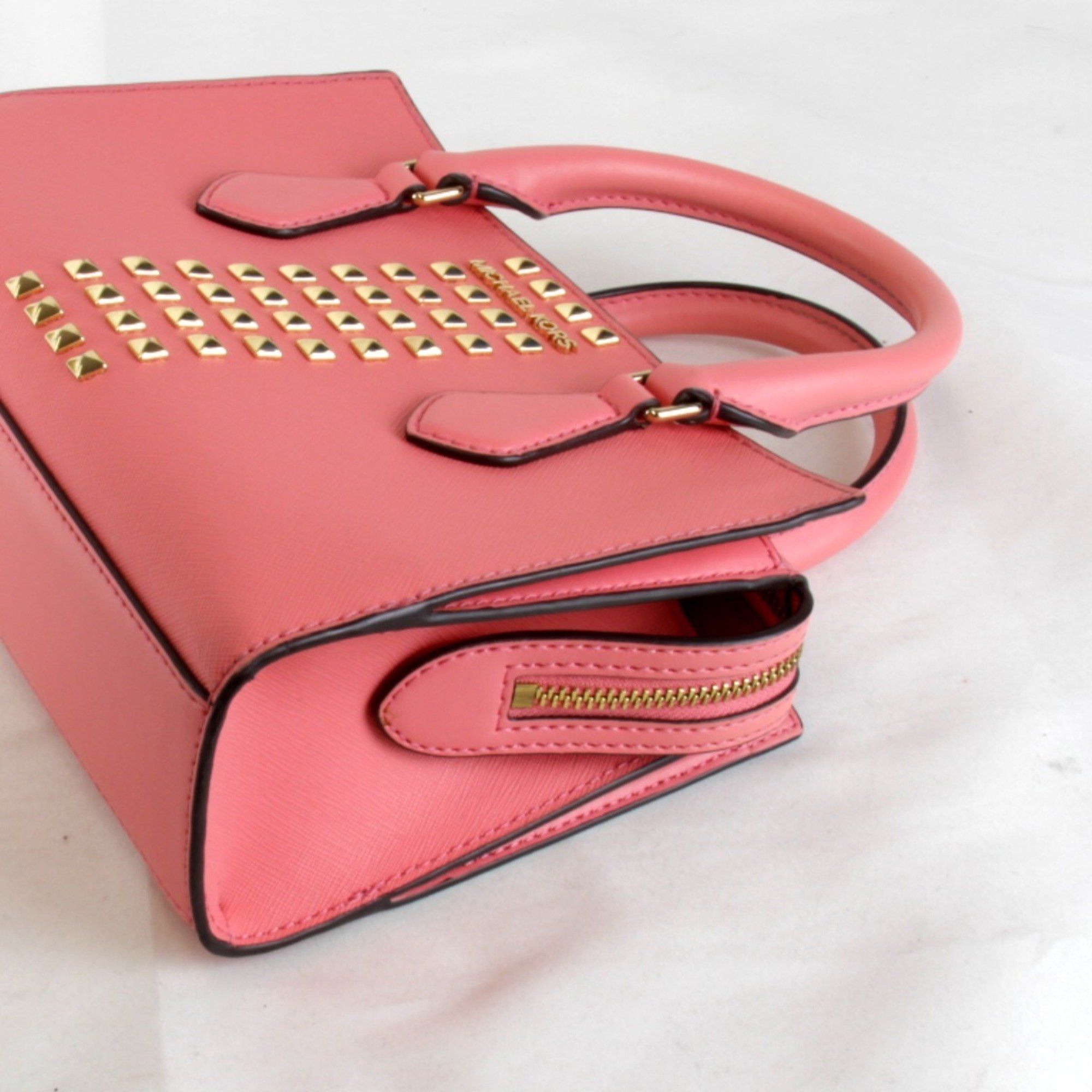 Michael Kors Michael Kors 2-way bag, center zip, studded shoulder leather, pink, women's Size ONE SIZE - 3 Thumbnail