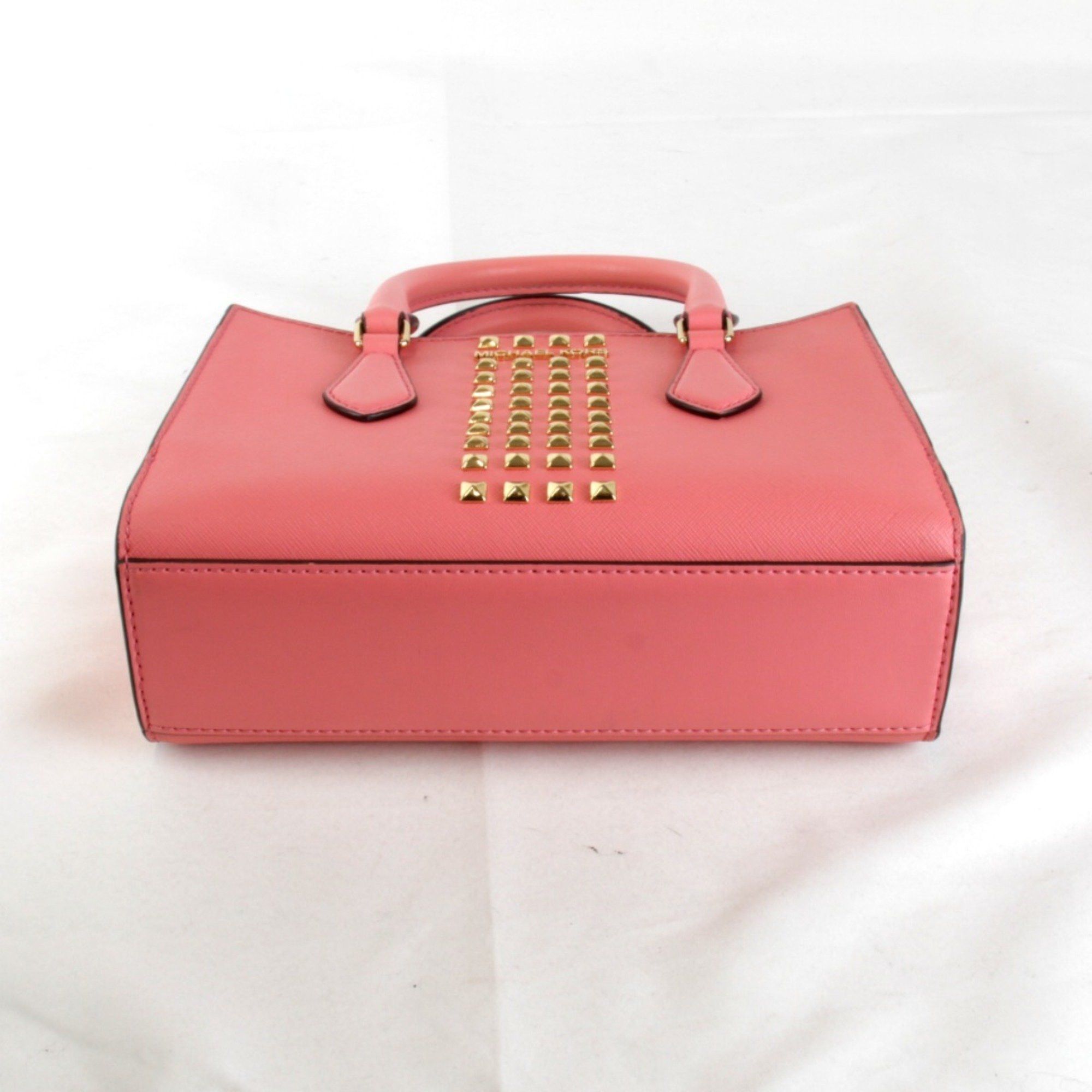 Michael Kors Michael Kors 2-way bag, center zip, studded shoulder leather, pink, women's Size ONE SIZE - 5 Thumbnail
