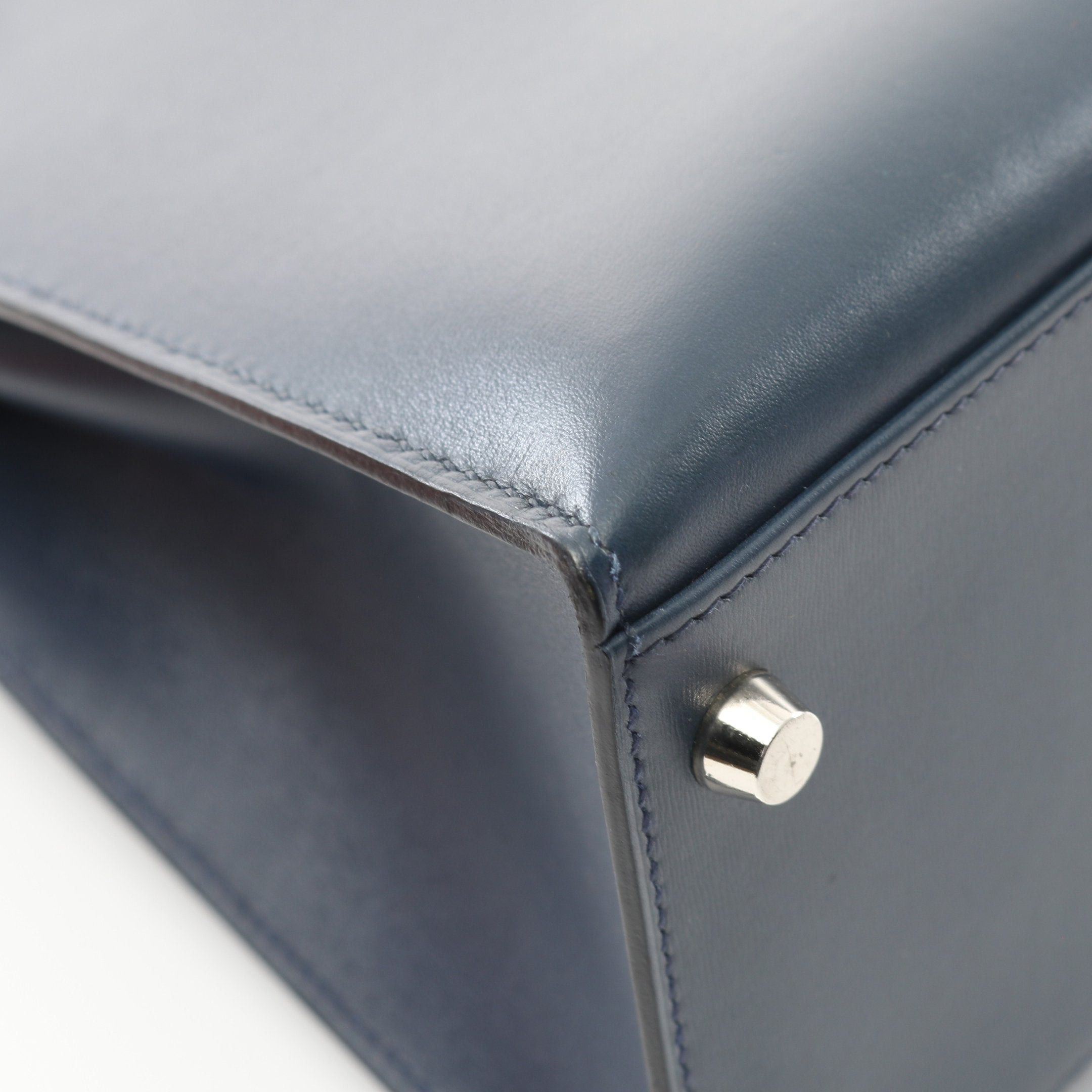 Hermes Hermes Kelly28 Handbag Box Calf Dark Blue Silver Hardware Stamp (Manufactured Around 2002) Size ONE SIZE - 9 Thumbnail