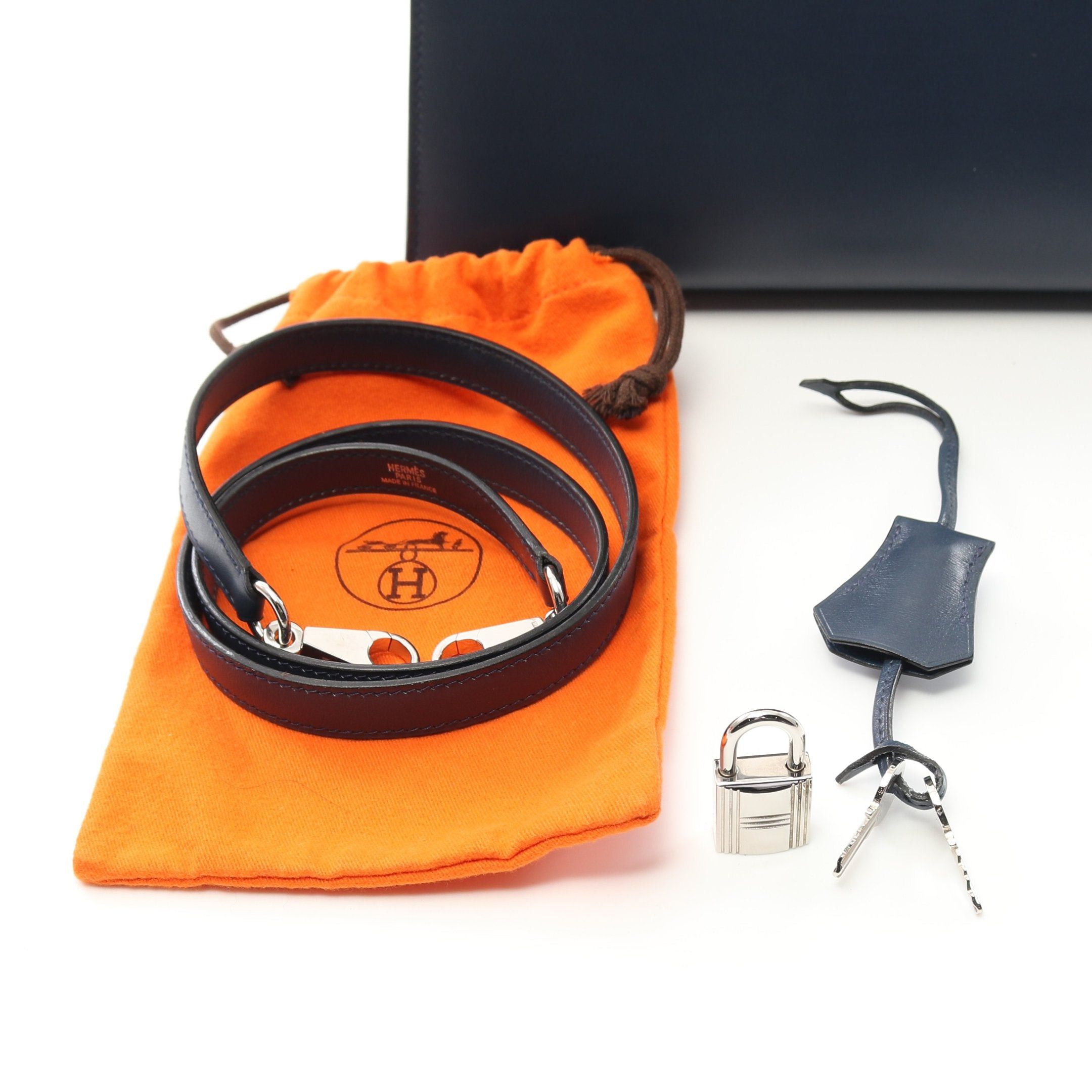 Hermes Hermes Kelly28 Handbag Box Calf Dark Blue Silver Hardware Stamp (Manufactured Around 2002) Size ONE SIZE - 6 Thumbnail