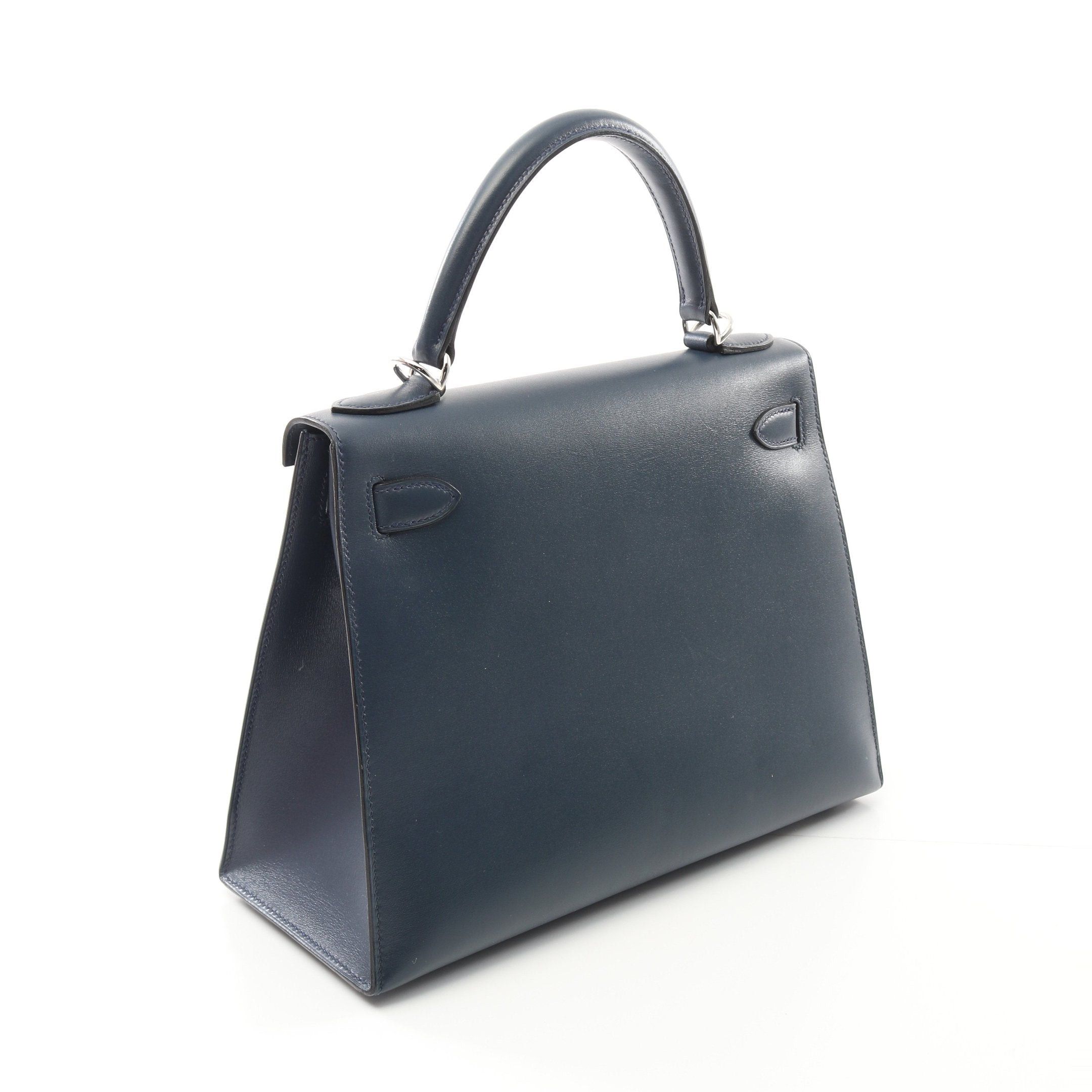 Hermes Hermes Kelly28 Handbag Box Calf Dark Blue Silver Hardware Stamp (Manufactured Around 2002) Size ONE SIZE - 2 Thumbnail