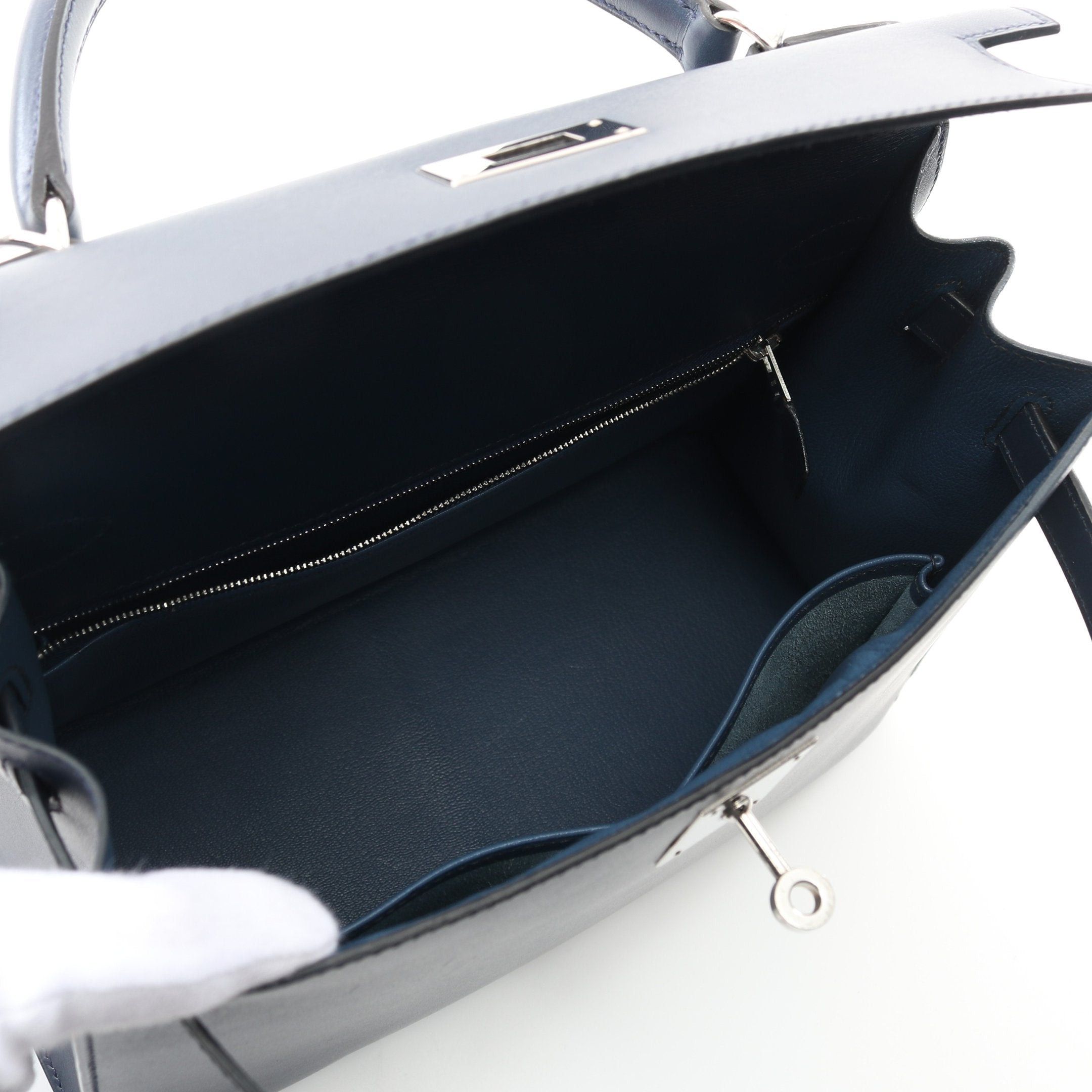 Hermes Hermes Kelly28 Handbag Box Calf Dark Blue Silver Hardware Stamp (Manufactured Around 2002) Size ONE SIZE - 3 Thumbnail