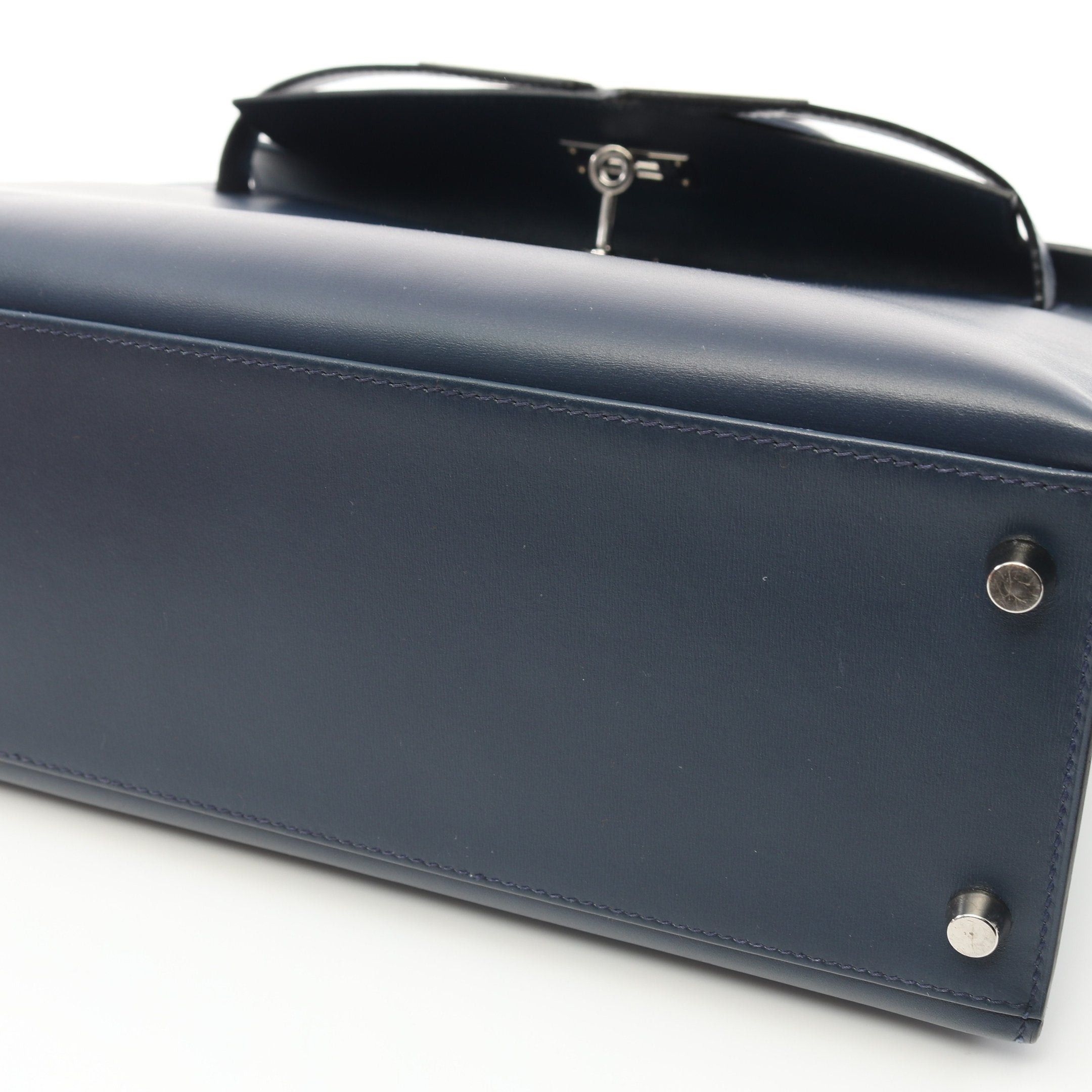 Hermes Hermes Kelly28 Handbag Box Calf Dark Blue Silver Hardware Stamp (Manufactured Around 2002) Size ONE SIZE - 12 Thumbnail