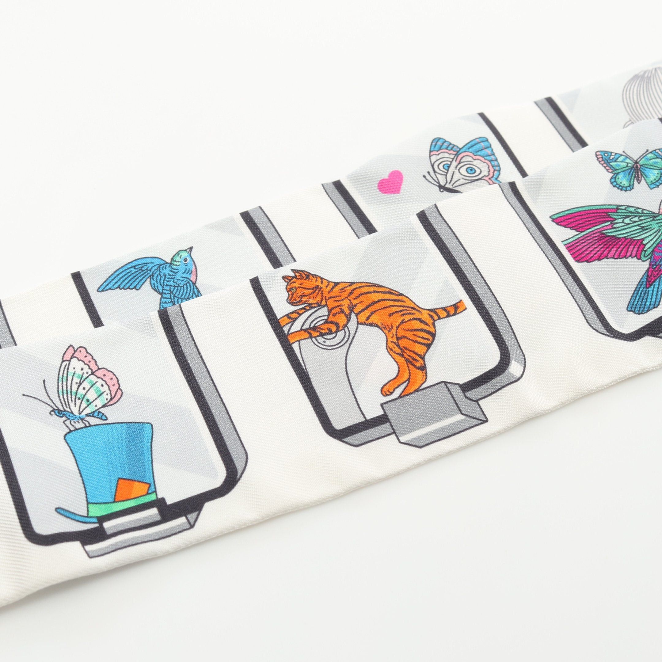 Hermes Hermes Twilly Hermes Story Scarf Silk White Multicolor Size ONE SIZE - 5 Thumbnail