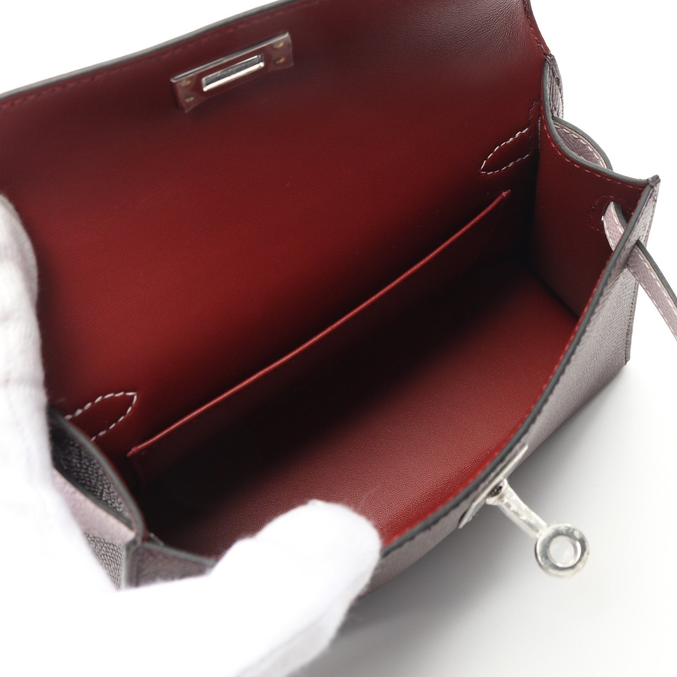 Hermes Hermes Mini Kelly 2 Tricolor Rouge Serie Mauve Sylvestre Handbag Veau Epsom Bordeaux Light Pink Black Silver Hardware Outside Sewing U Stamp Size ONE SIZE - 3 Thumbnail