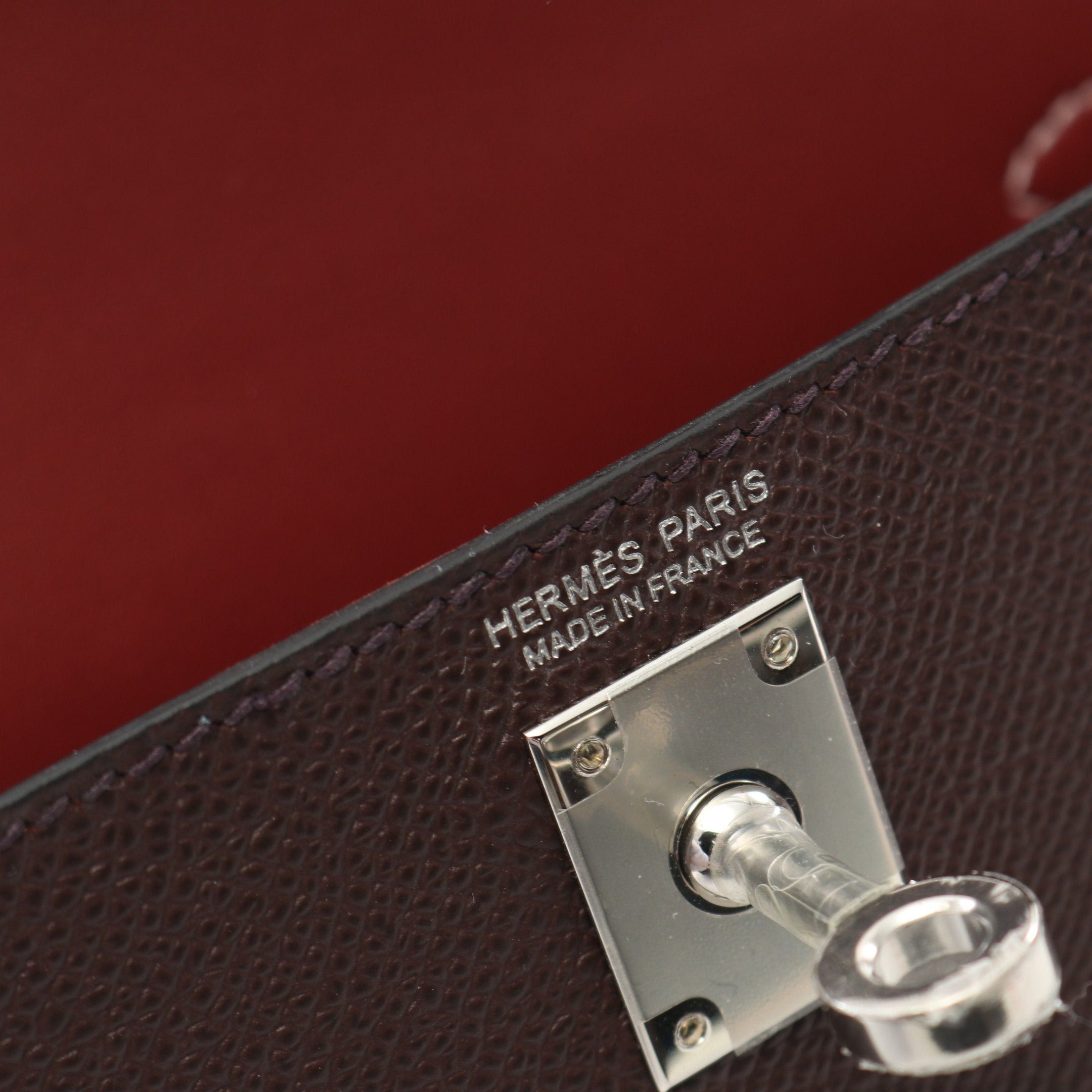 Hermes Hermes Mini Kelly 2 Tricolor Rouge Serie Mauve Sylvestre Handbag Veau Epsom Bordeaux Light Pink Black Silver Hardware Outside Sewing U Stamp Size ONE SIZE - 4 Thumbnail