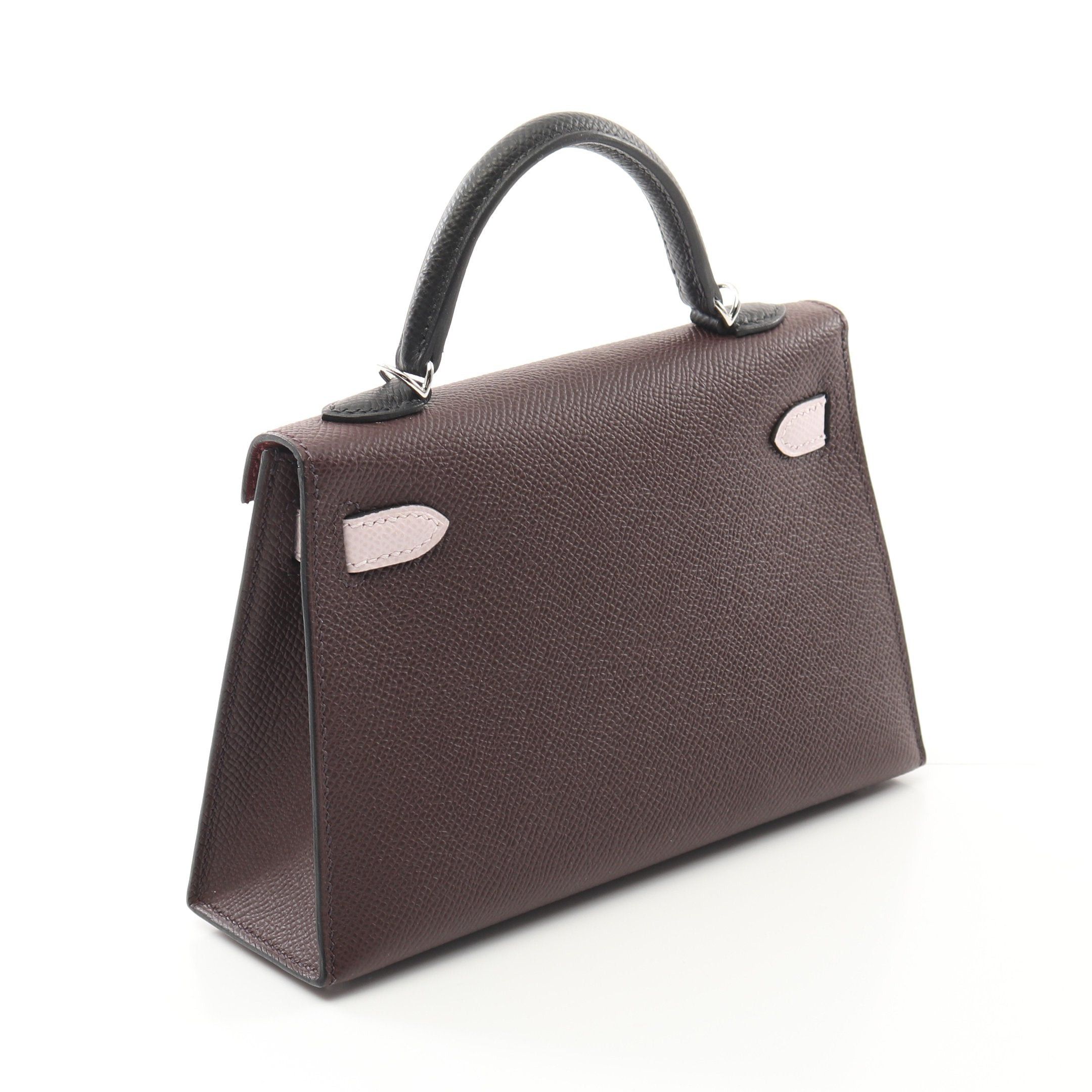 Hermes Hermes Mini Kelly 2 Tricolor Rouge Serie Mauve Sylvestre Handbag Veau Epsom Bordeaux Light Pink Black Silver Hardware Outside Sewing U Stamp Size ONE SIZE - 2 Thumbnail