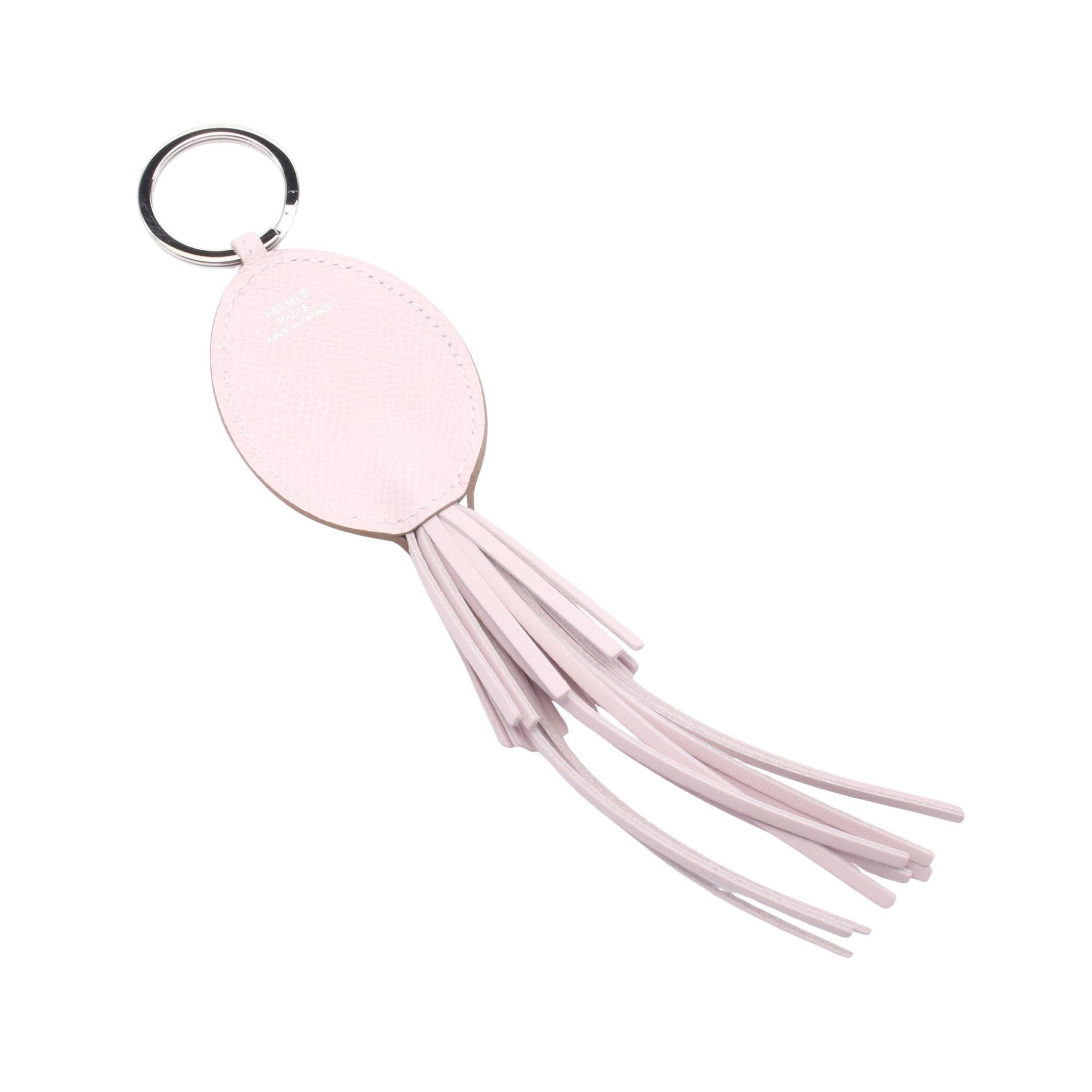 Hermes Hermes Pulpe Mauve Pail Bag Charm Key Ring Veau Epsom Aagneau Light Pink Silver Hardware Double Engraved Size ONE SIZE - 2 Thumbnail