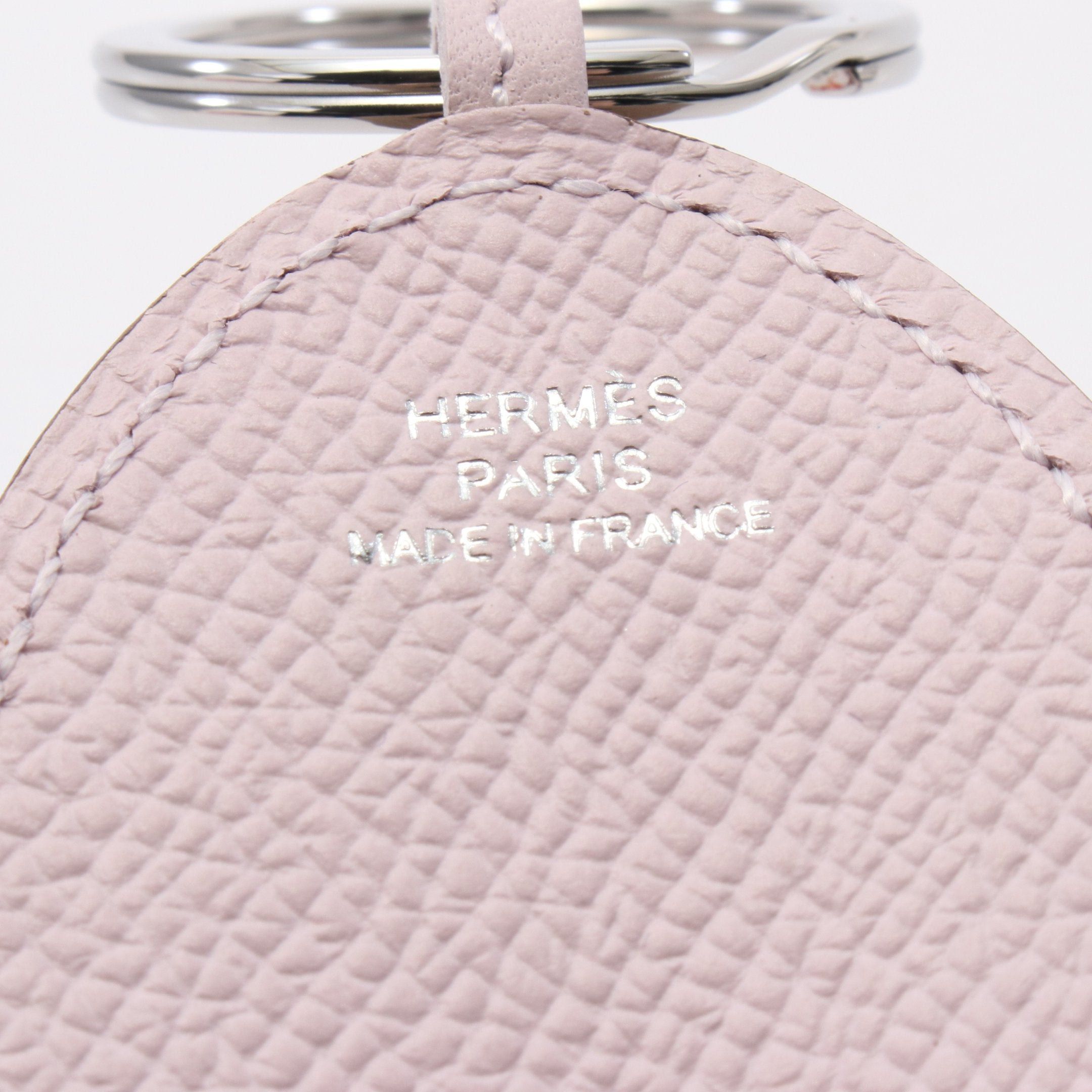 Hermes Hermes Pulpe Mauve Pail Bag Charm Key Ring Veau Epsom Aagneau Light Pink Silver Hardware Double Engraved Size ONE SIZE - 3 Thumbnail