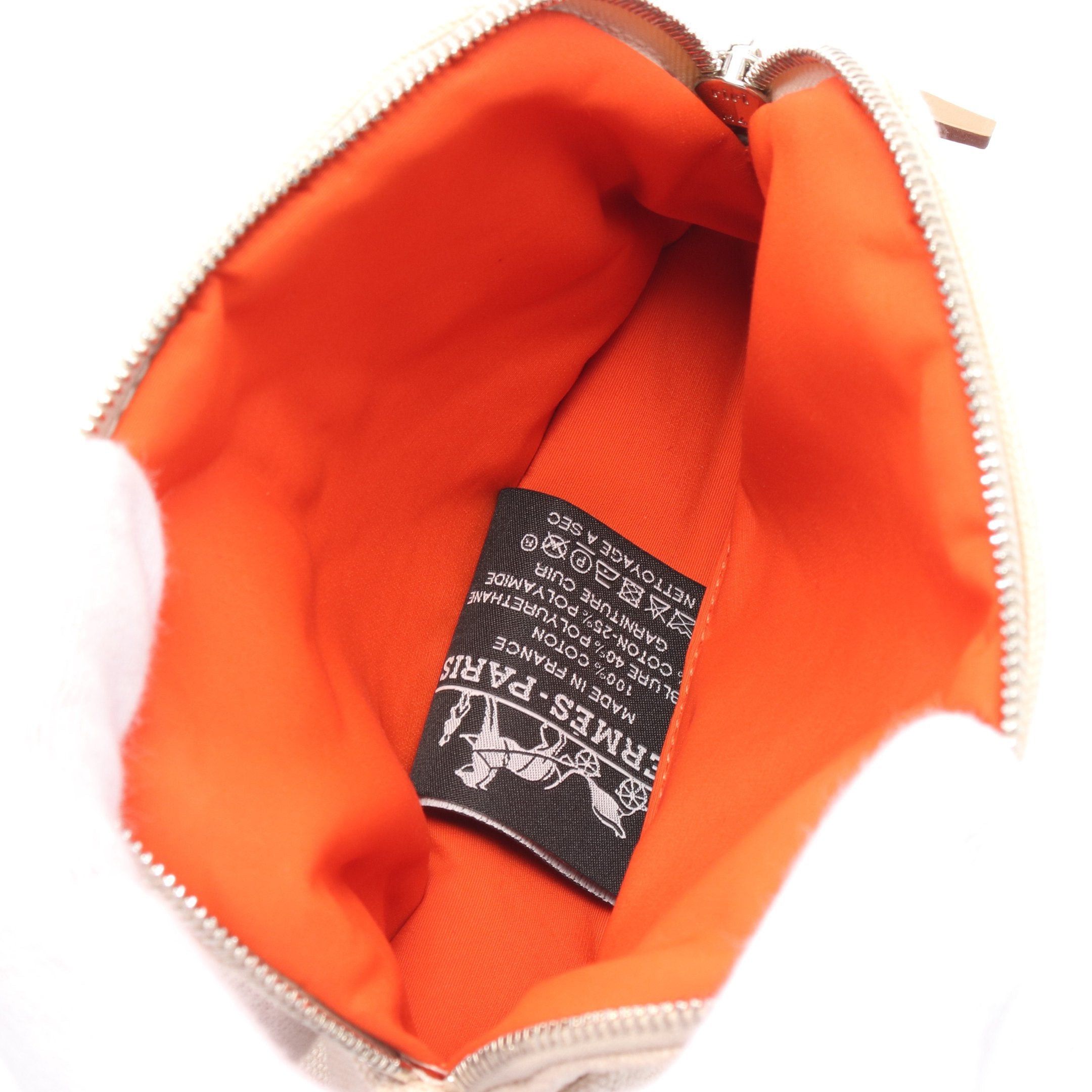 Hermes Hermes Bolide Pouch 15 Mini Cosmetic Canvas Leather Light Beige Brown Silver Hardware Size ONE SIZE - 3 Thumbnail
