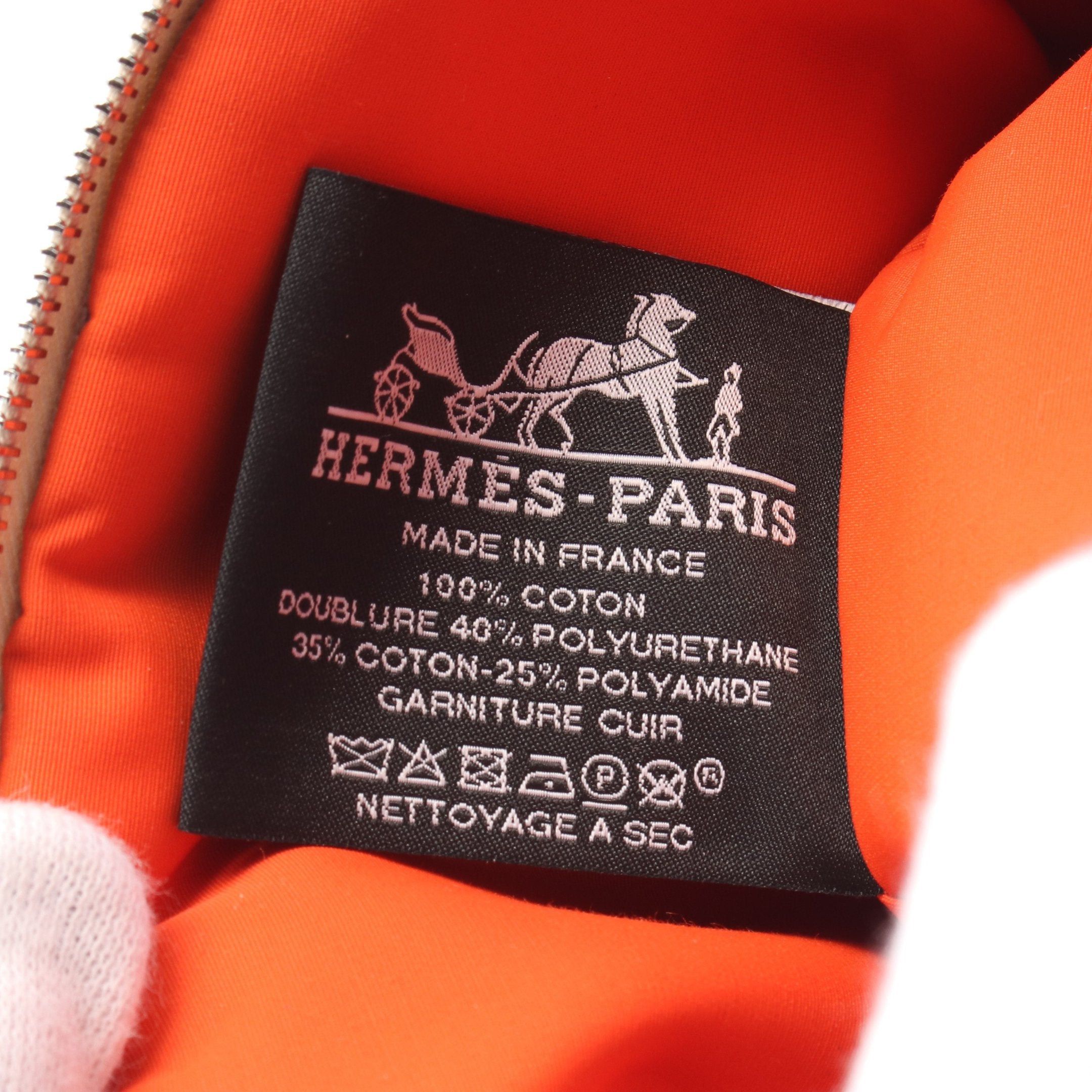 Hermes Hermes Bolide Pouch 15 Mini Cosmetic Canvas Leather Light Beige Brown Silver Hardware Size ONE SIZE - 4 Thumbnail
