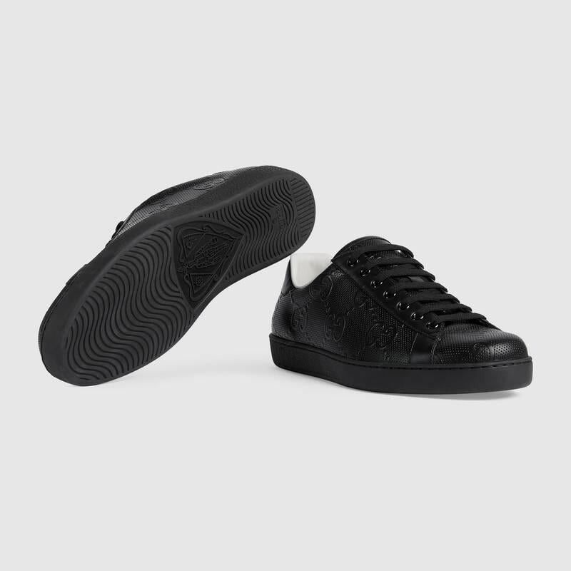 Gucci Gucci Ace GG Embossed Leather Sneakers SIZE 7 Size ONE SIZE - 3 Thumbnail