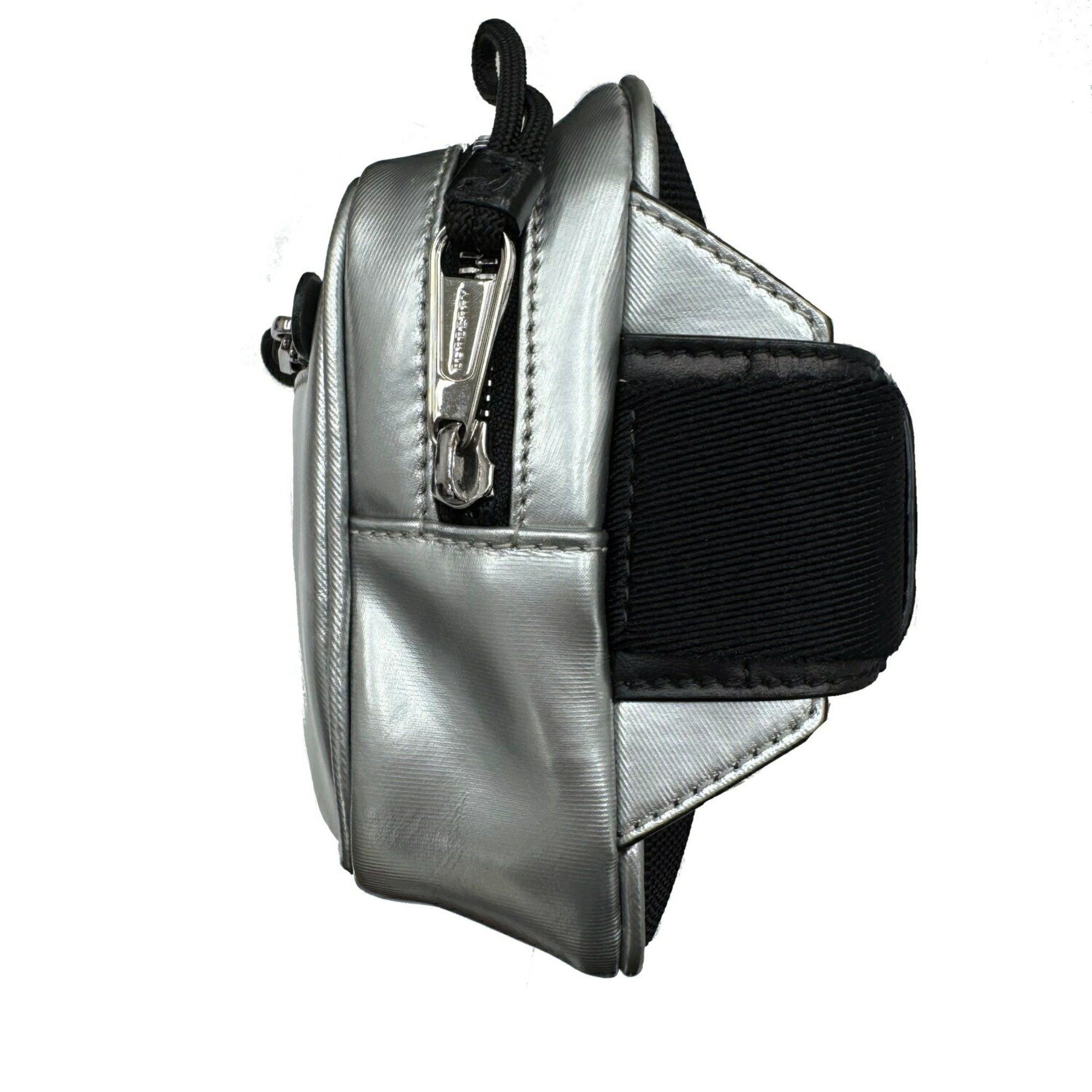 Burberry Burberry Body Bag Waist Shoulder Metallic Silver Leather Men Women Size ONE SIZE - 8 Thumbnail