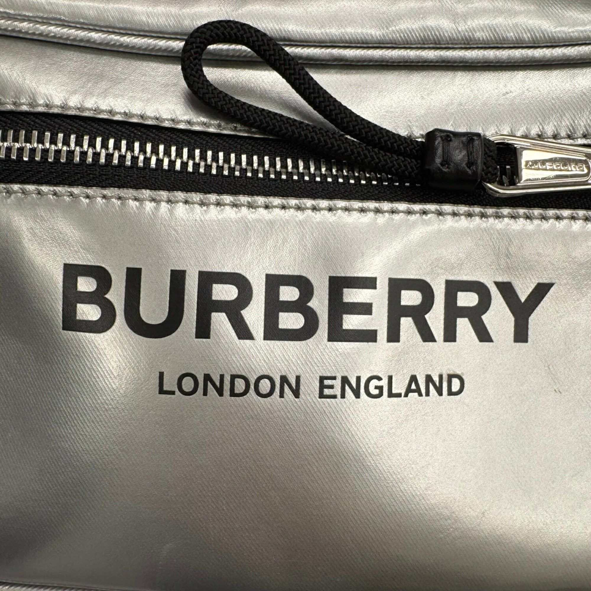 Burberry Burberry Body Bag Waist Shoulder Metallic Silver Leather Men Women Size ONE SIZE - 3 Thumbnail