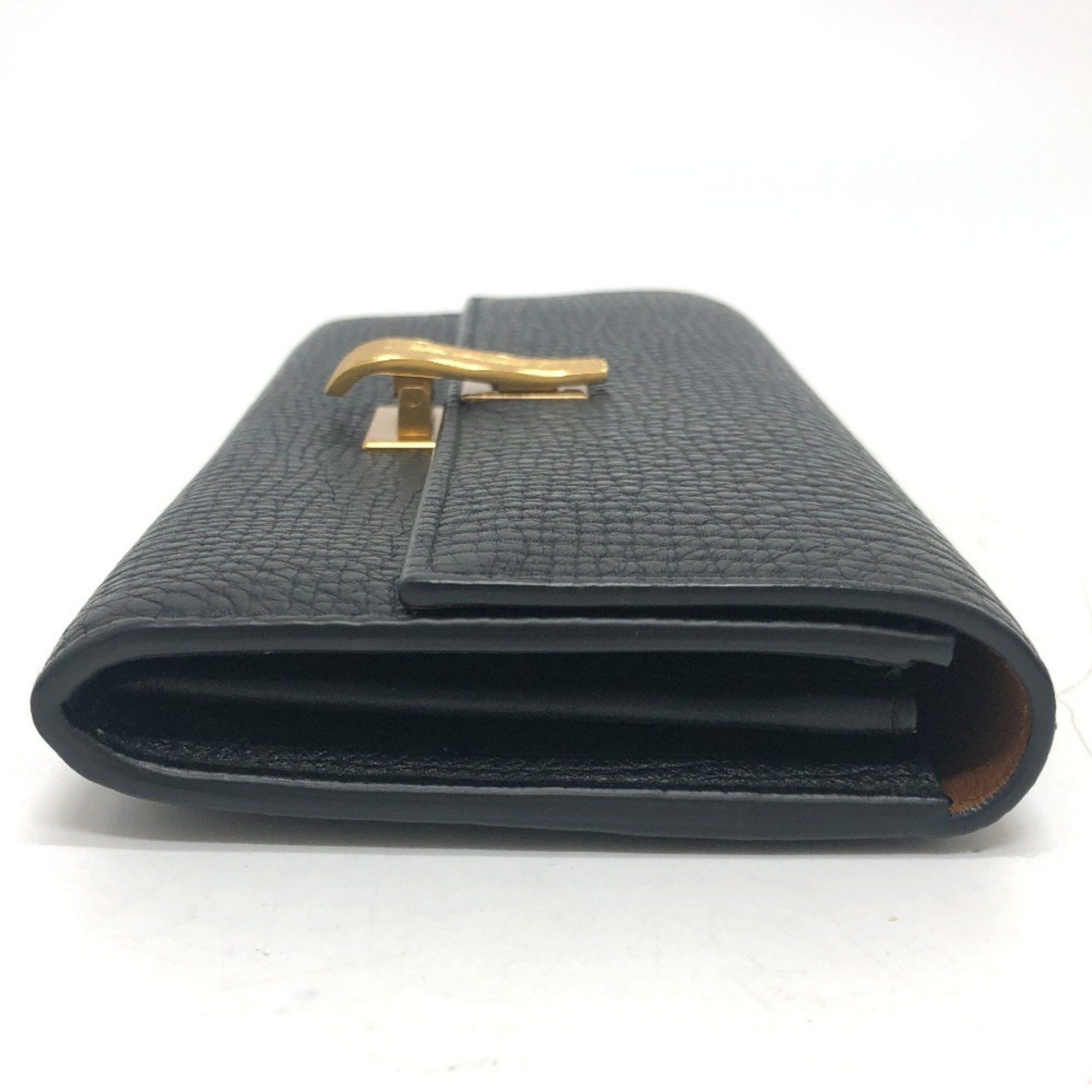 Bottega Veneta BOTTEGA VENETA Palmellato Bi-fold Long Wallet Continental Leather Women's Black Size ONE SIZE - 3 Thumbnail