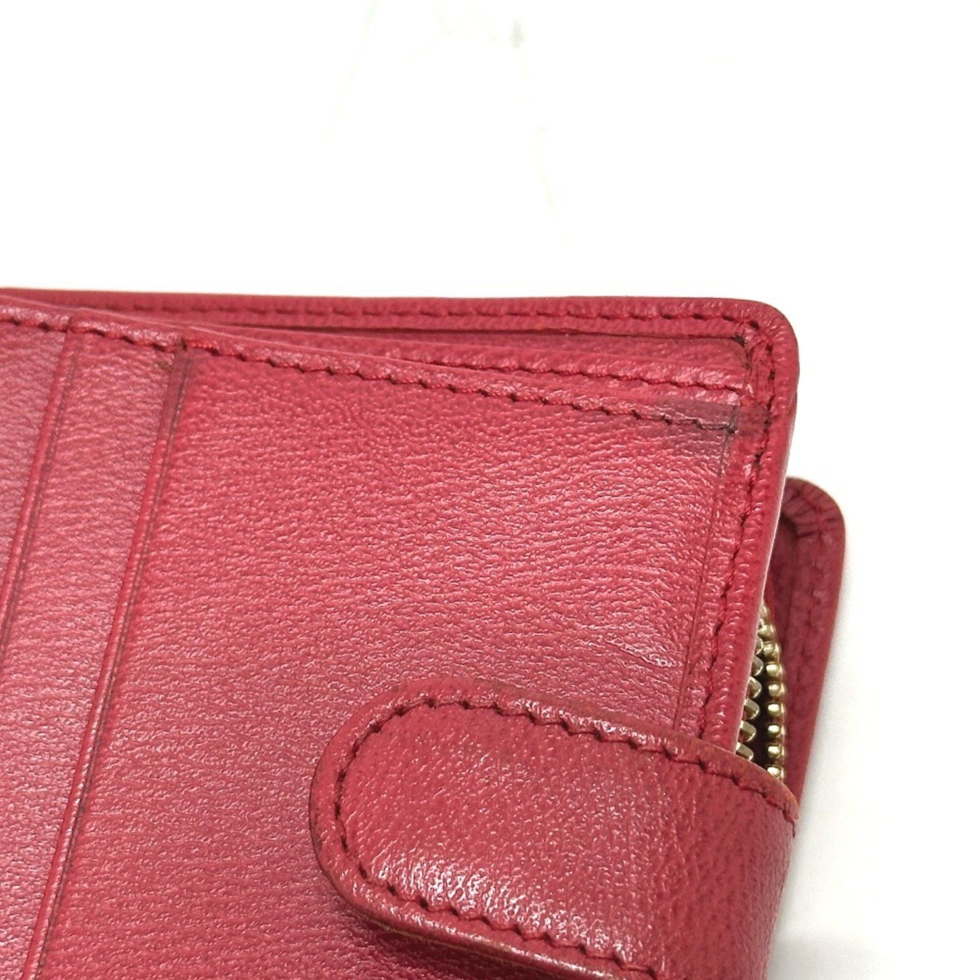 Loewe LOEWE Logo Bi-fold Wallet Leather Women's Red Size ONE SIZE - 11 Thumbnail