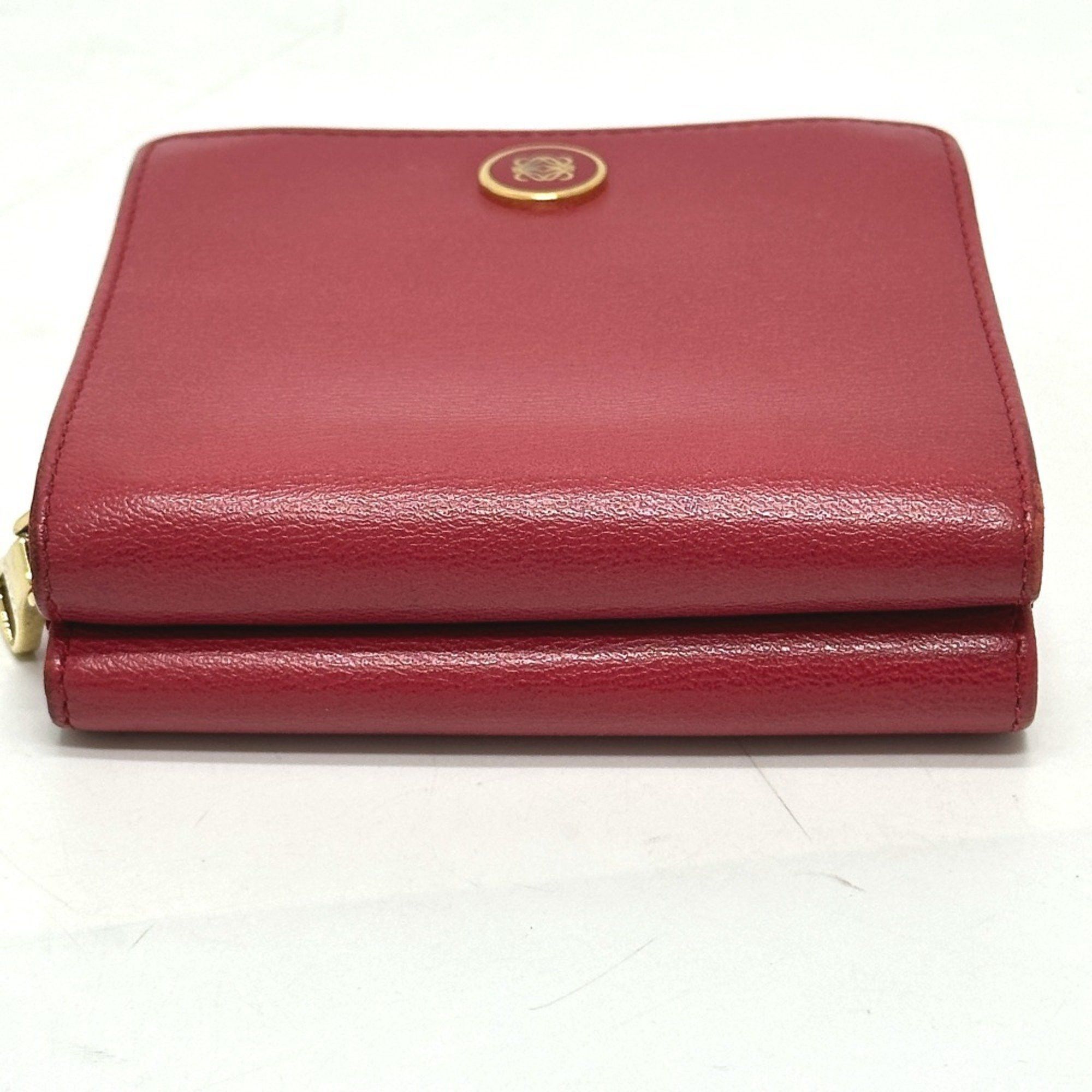 Loewe LOEWE Logo Bi-fold Wallet Leather Women's Red Size ONE SIZE - 6 Thumbnail