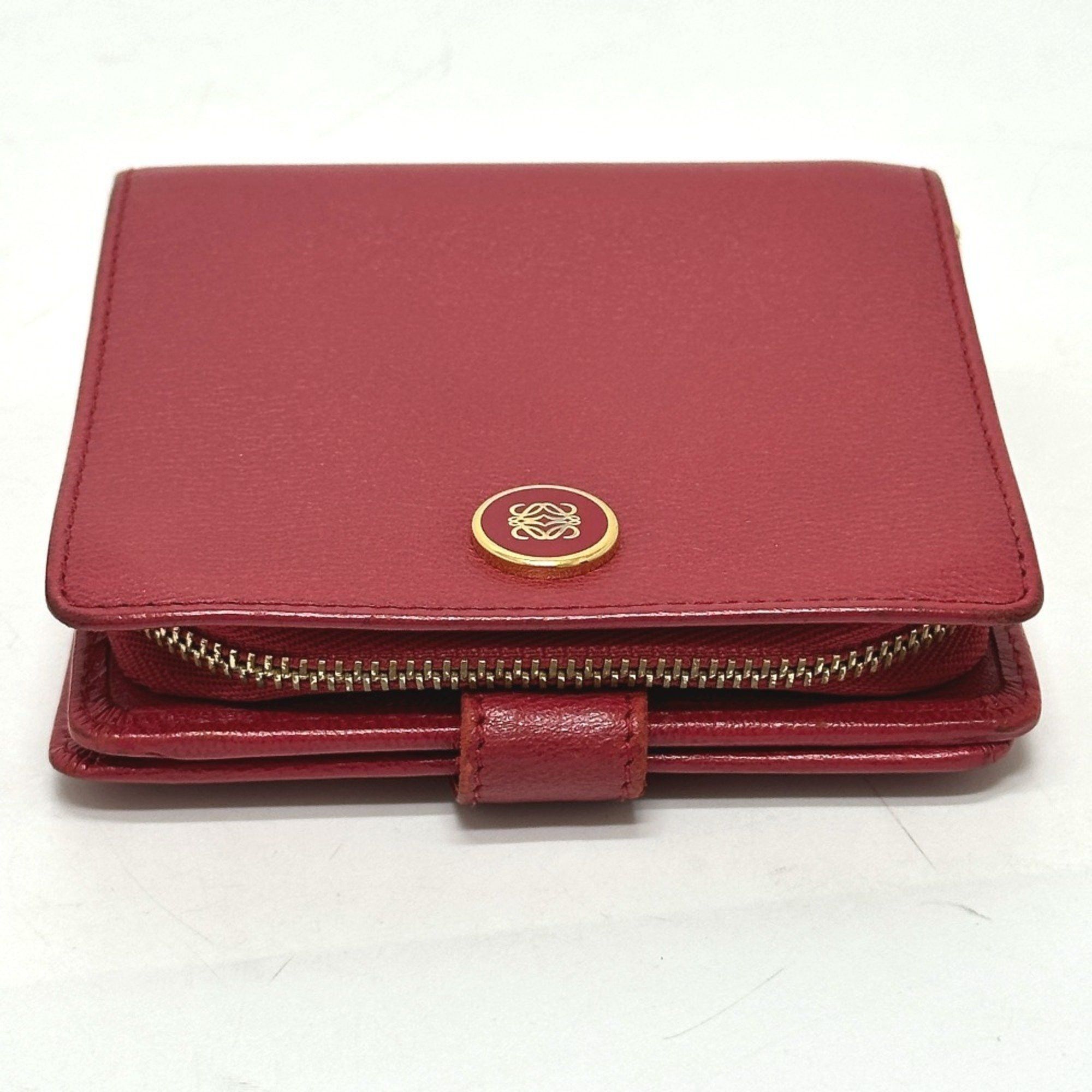 Loewe LOEWE Logo Bi-fold Wallet Leather Women's Red Size ONE SIZE - 5 Thumbnail