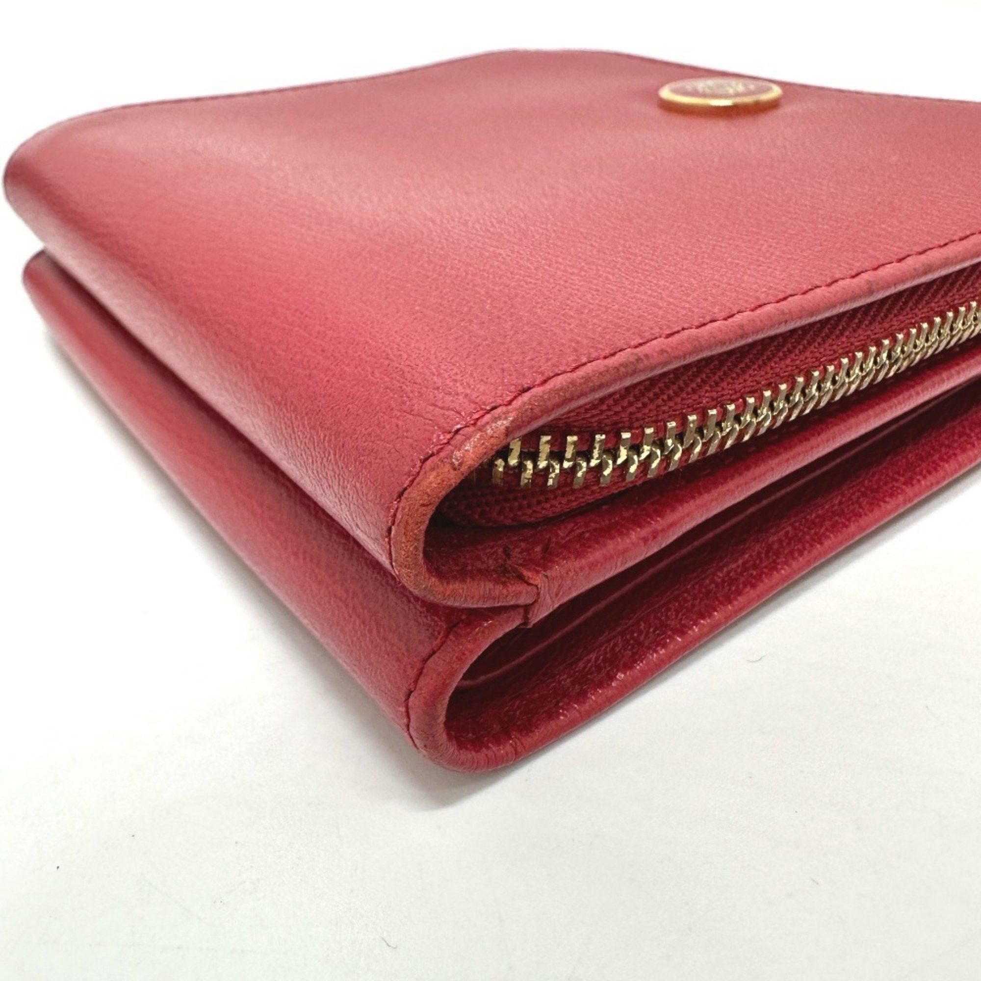 Loewe LOEWE Logo Bi-fold Wallet Leather Women's Red Size ONE SIZE - 7 Thumbnail