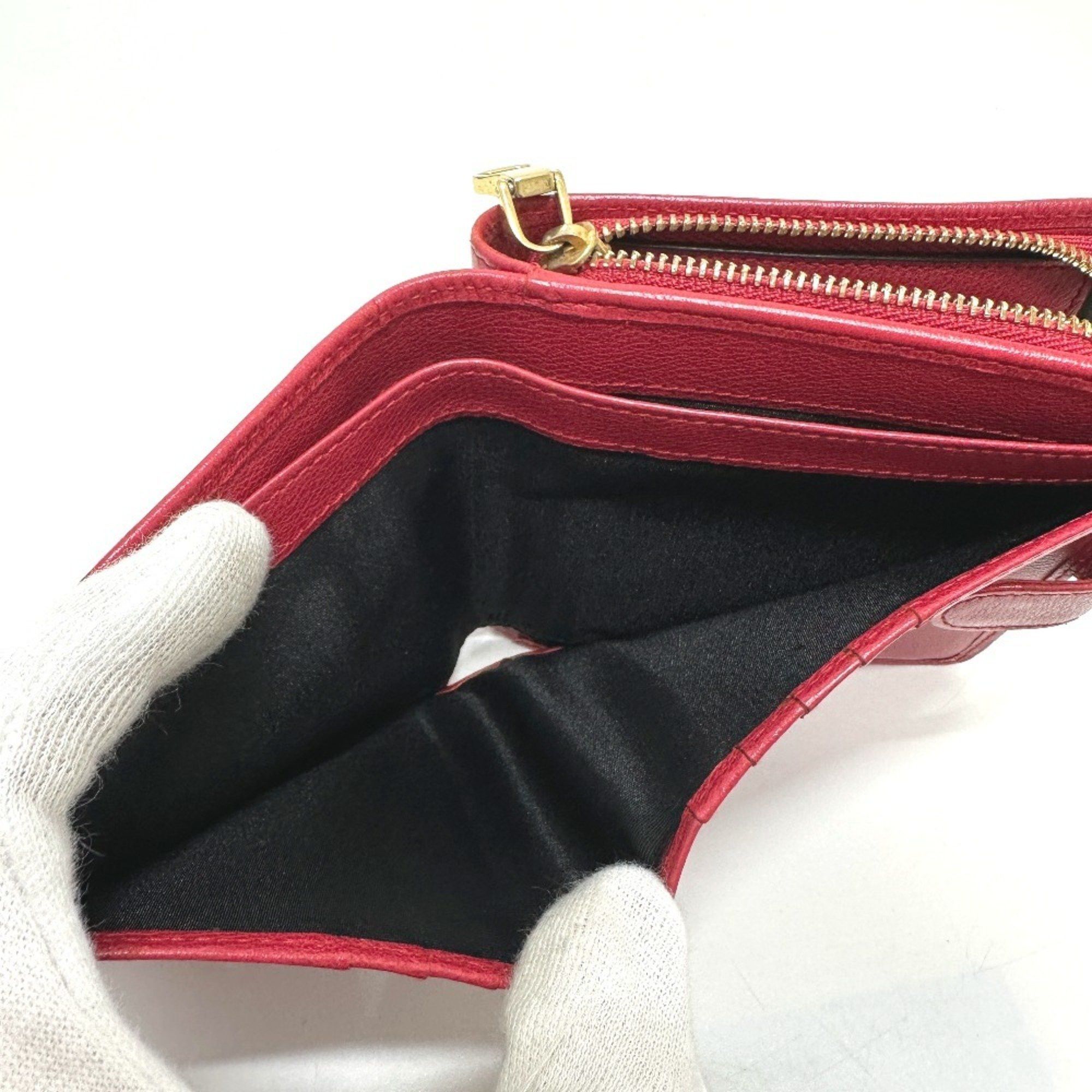 Loewe LOEWE Logo Bi-fold Wallet Leather Women's Red Size ONE SIZE - 12 Thumbnail