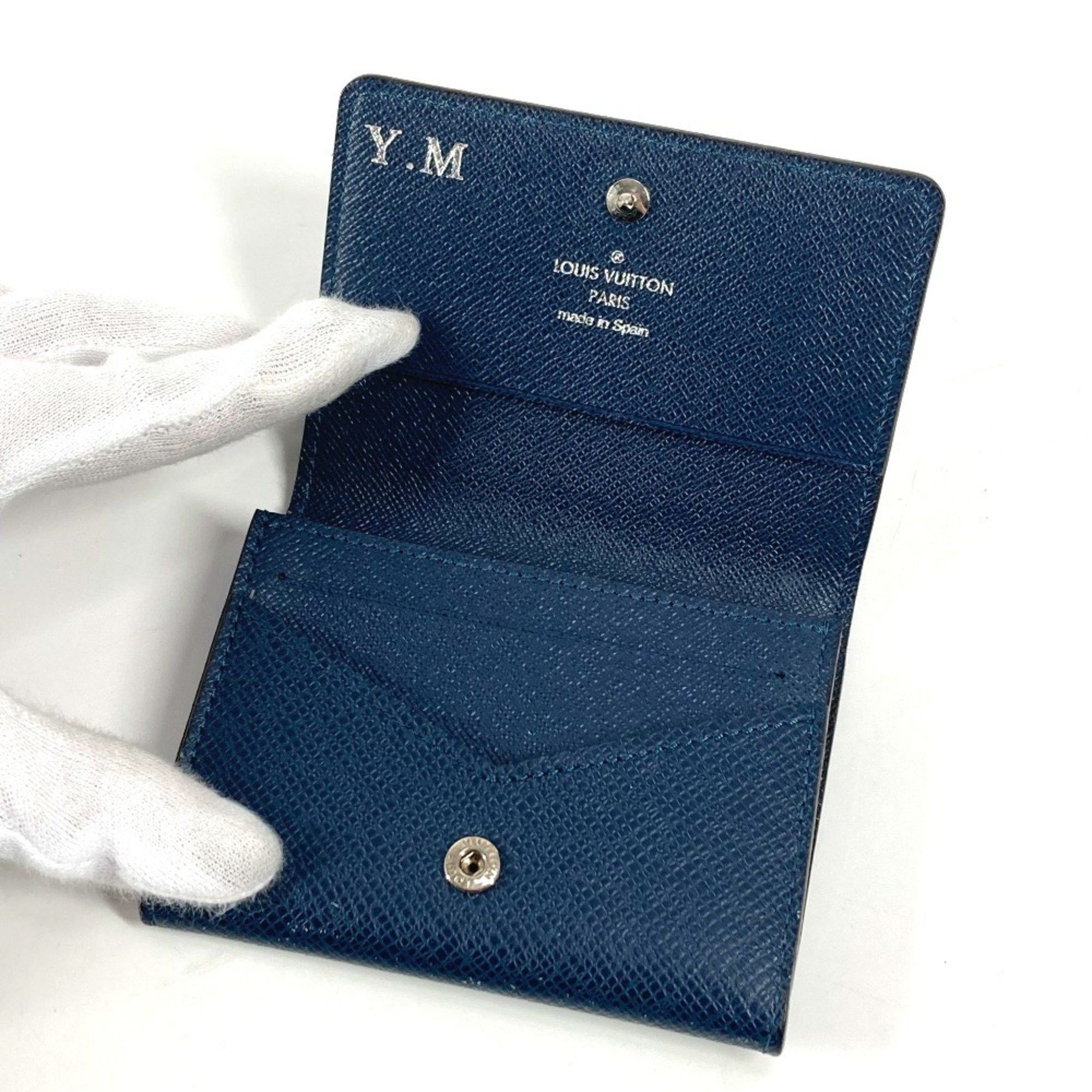 Louis Vuitton LOUIS VUITTON M64022 Taiga Envelope Carte de Visite MM Business Card Holder Pass Case Holder/Card Leather Men's Women's Ocean Navy Size ONE SIZE - 8 Thumbnail