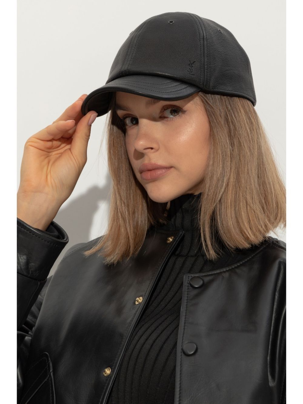 Saint Laurent Paris Cassandre cap in leather Size ONE SIZE - 4 Thumbnail