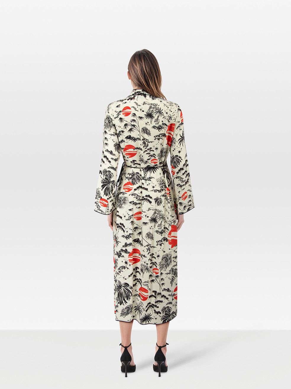 RIXO Palm Tree Print Long Sleeve Cindy Wrap Dress Size M / US 6-8 / IT 42-44 - 2 Thumbnail