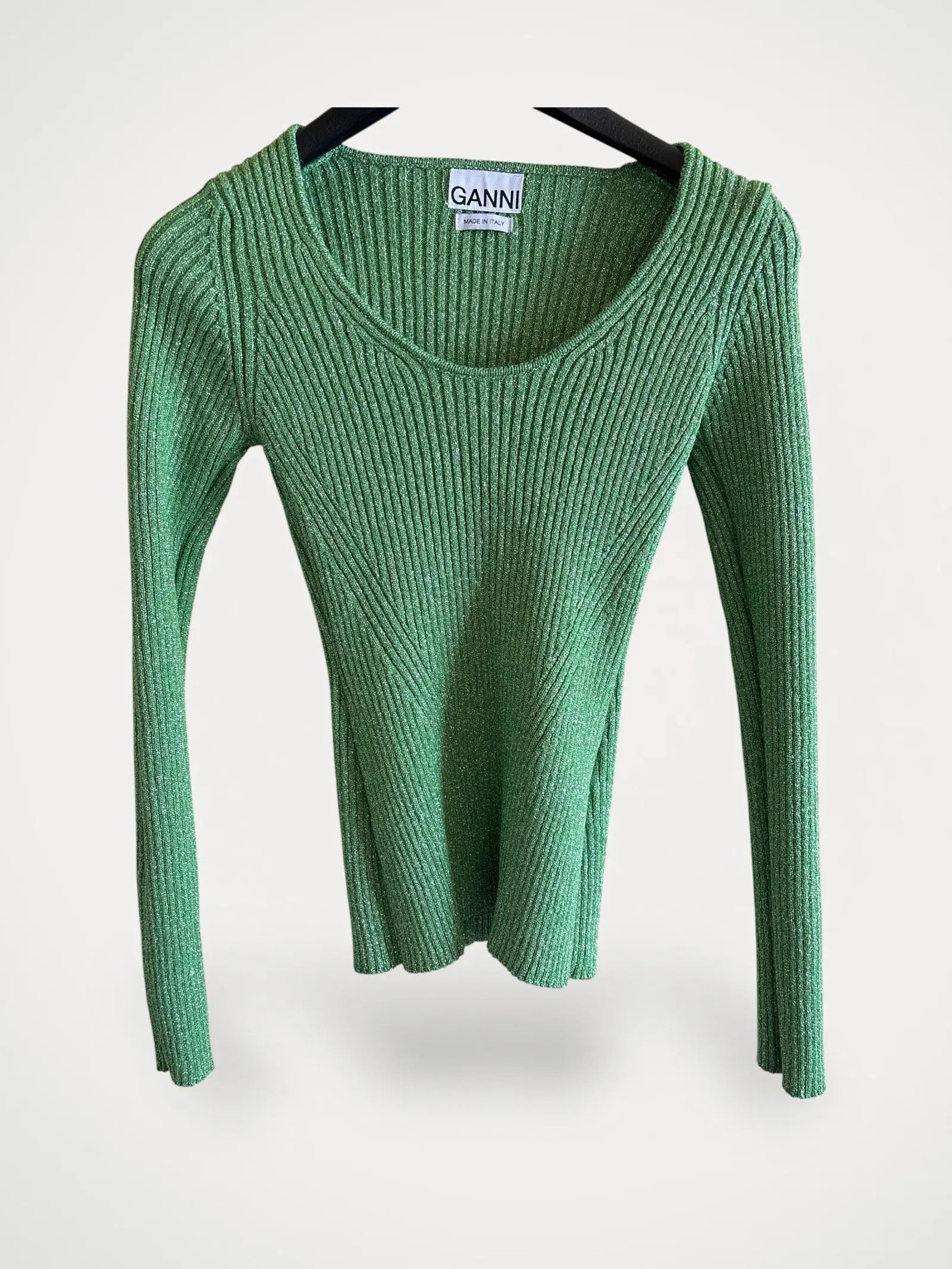 Ganni Ganni Ganni grön glittrig topp Sweater Size XS / US 0-2 / IT 36-38 - 2 Thumbnail