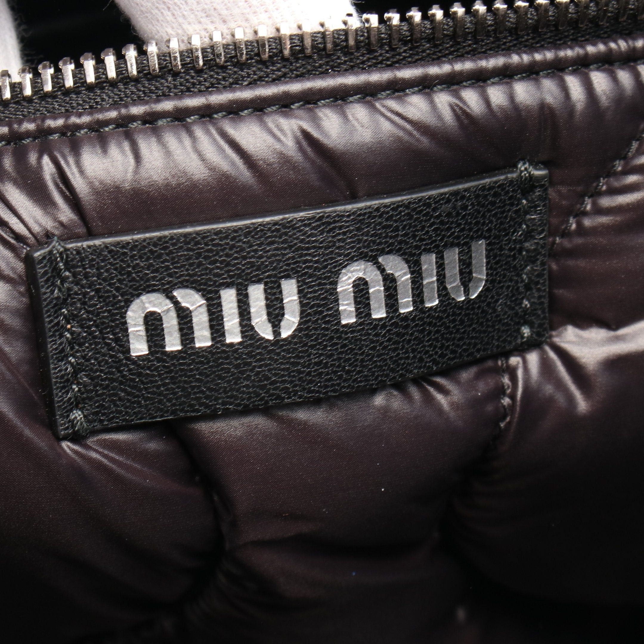 Miu Miu Miu Miu Padet Quilting Handbag Tote Bag Nylon Black Size ONE SIZE - 4 Thumbnail