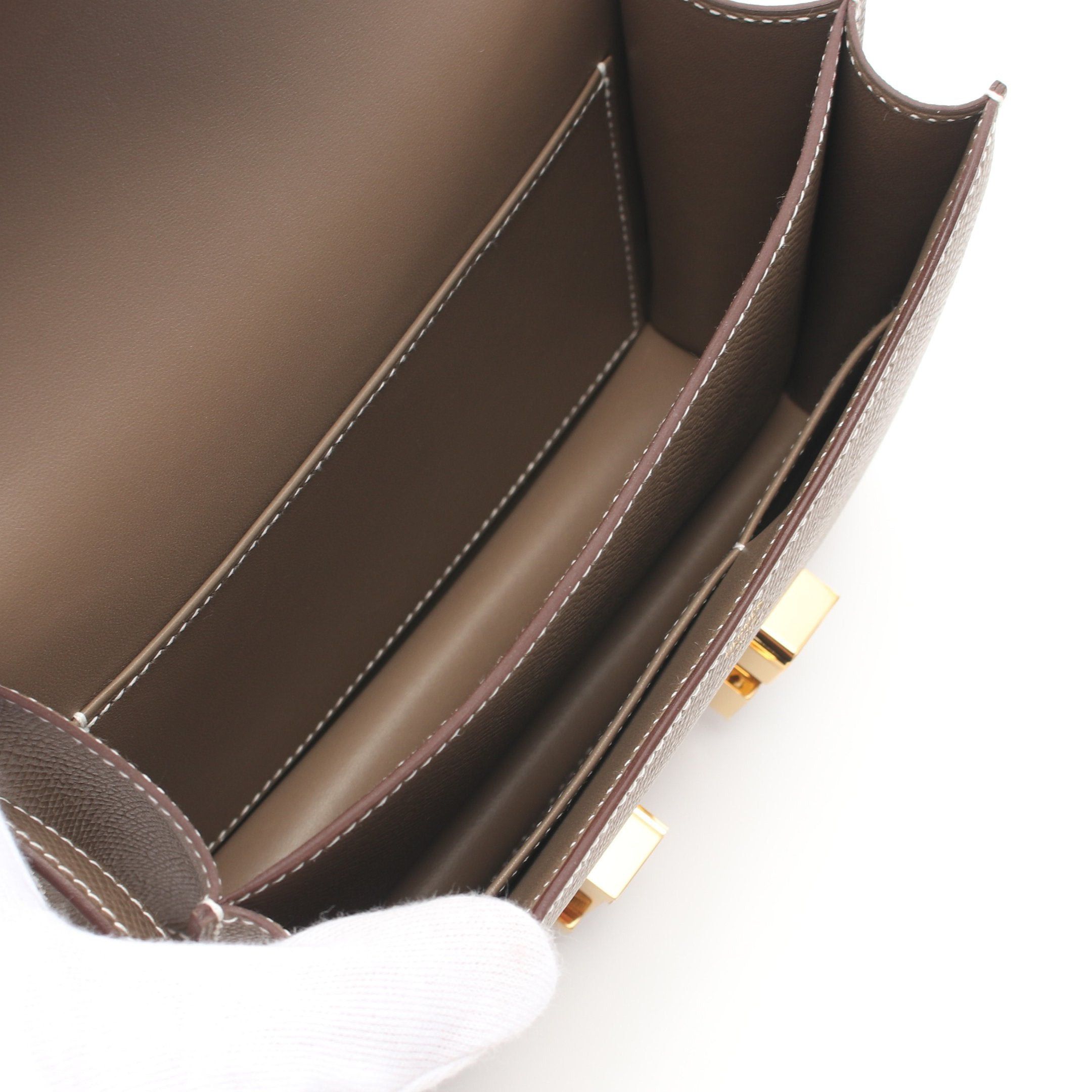 Hermes Hermes Constance 3 Mini Shoulder Bag Veau Epsom Gray Brown Gold Hardware Double Engraved Size ONE SIZE - 3 Thumbnail
