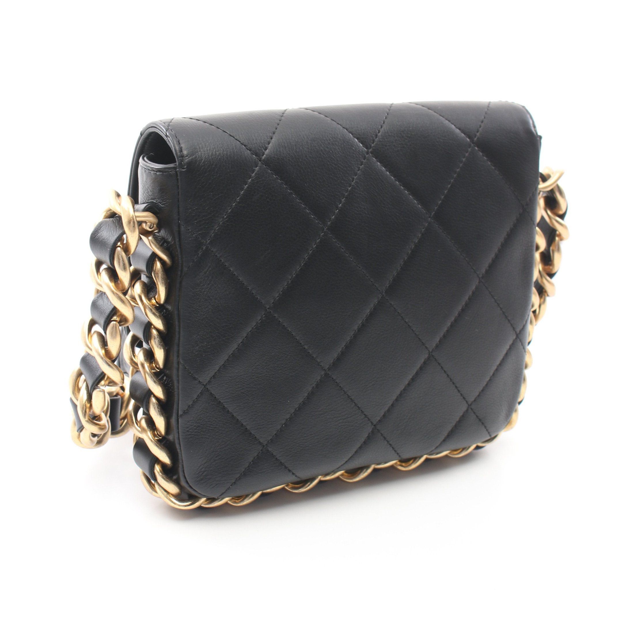 Chanel Chanel Matelasse Small Flap Chain Shoulder Bag Lambskin Black Gold Hardware Size ONE SIZE - 2 Thumbnail