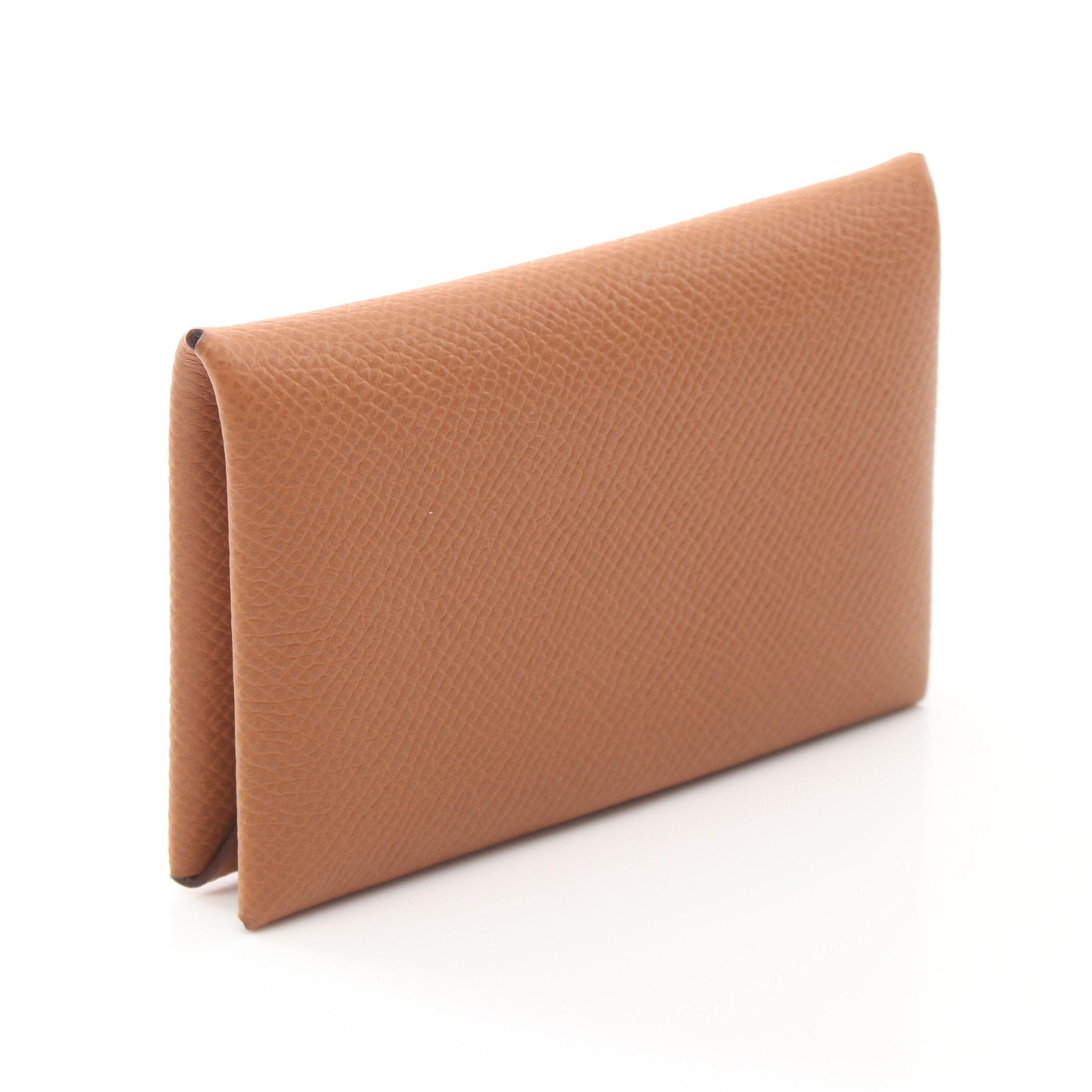 Hermes Hermes Calvi Gold Coin Purse Veau Epsom Light Brown Silver Hardware Double Engraved Size ONE SIZE - 2 Thumbnail