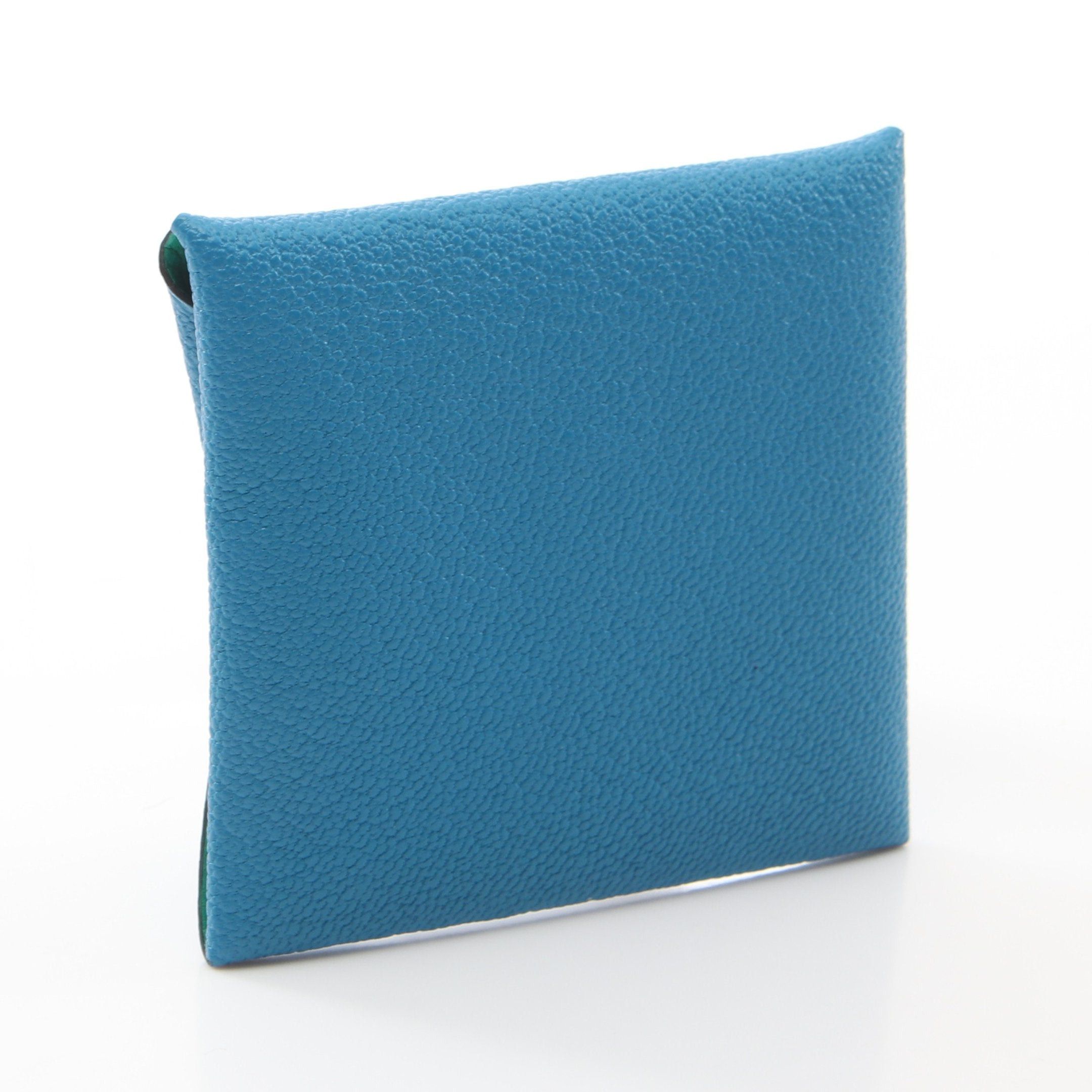 Hermes Hermes Bastia Blue Zanzibar Mint Coin Purse Chevre Silver Hardware Double Engraved Size ONE SIZE - 2 Thumbnail
