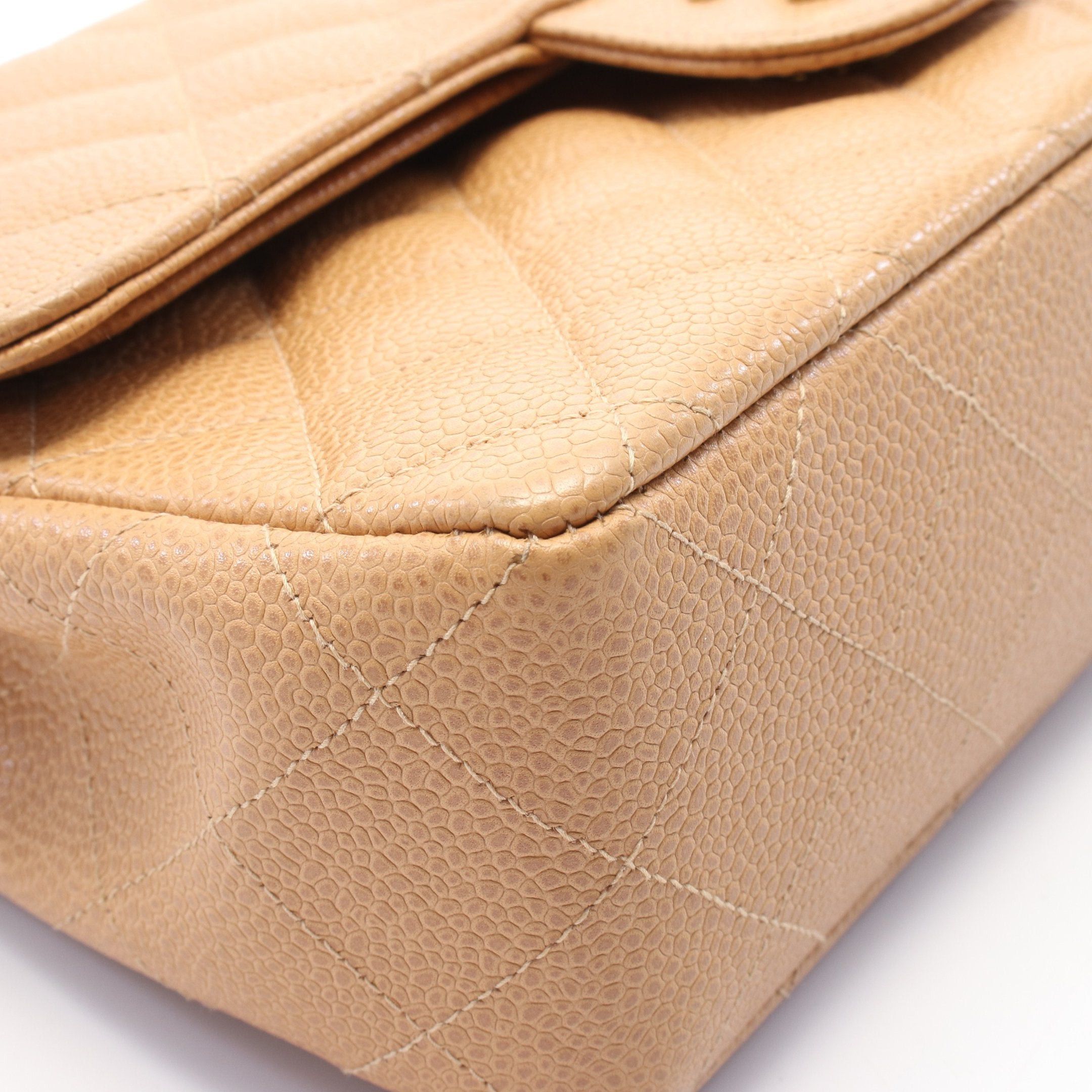 Chanel Chanel Matelasse Double Flap Chain Shoulder Bag Caviar Skin Beige Gold Hardware Size ONE SIZE - 8 Thumbnail