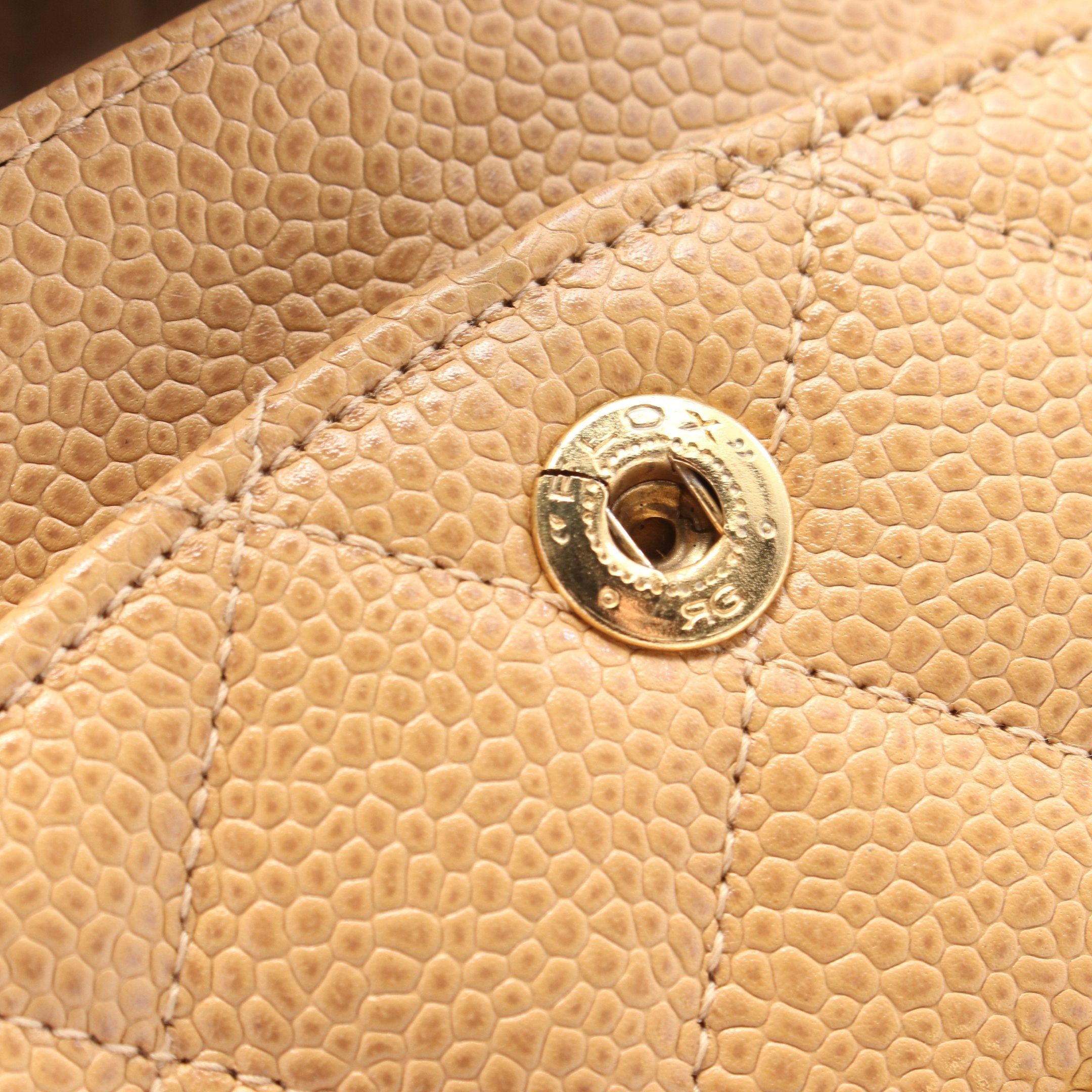 Chanel Chanel Matelasse Double Flap Chain Shoulder Bag Caviar Skin Beige Gold Hardware Size ONE SIZE - 7 Thumbnail