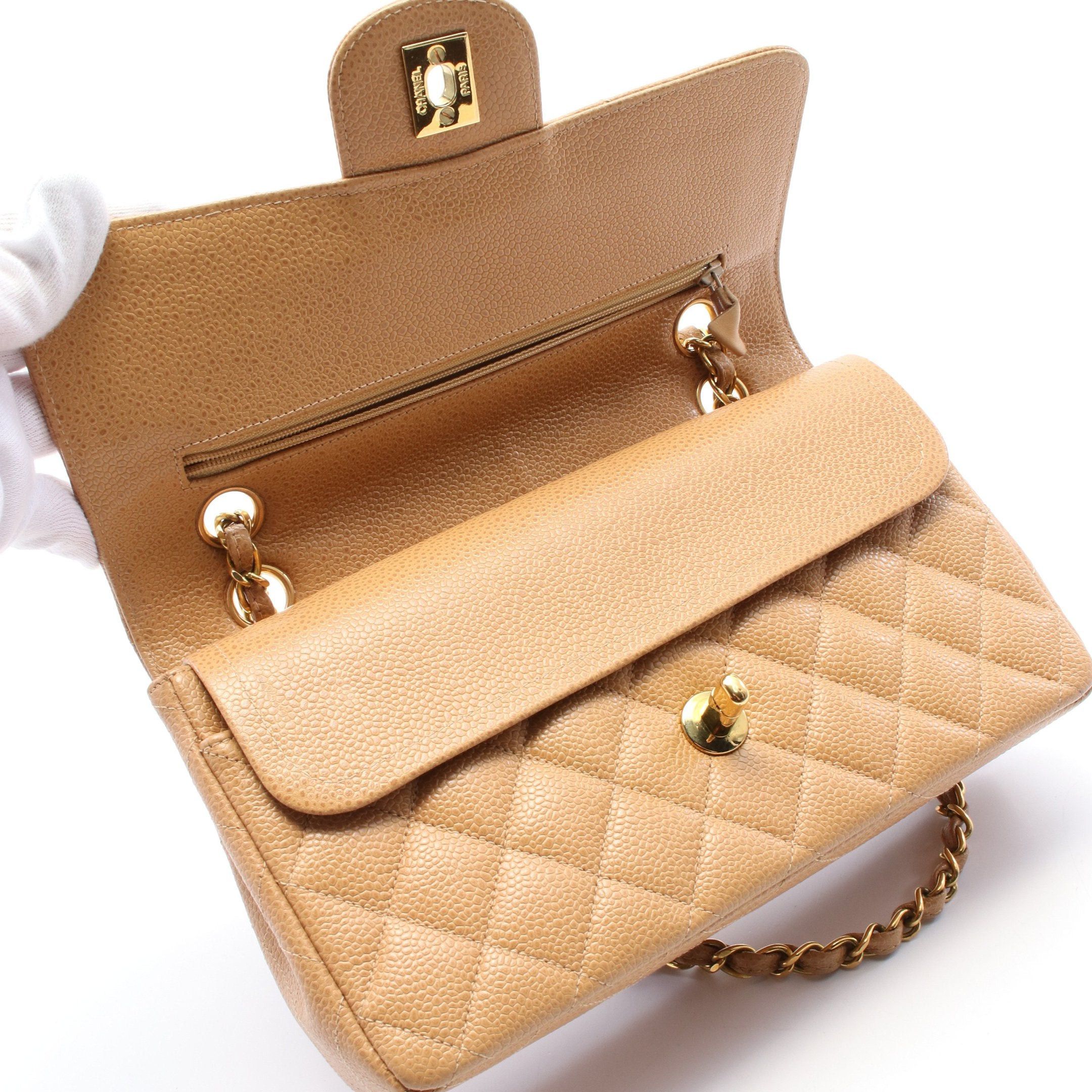 Chanel Chanel Matelasse Double Flap Chain Shoulder Bag Caviar Skin Beige Gold Hardware Size ONE SIZE - 9 Thumbnail