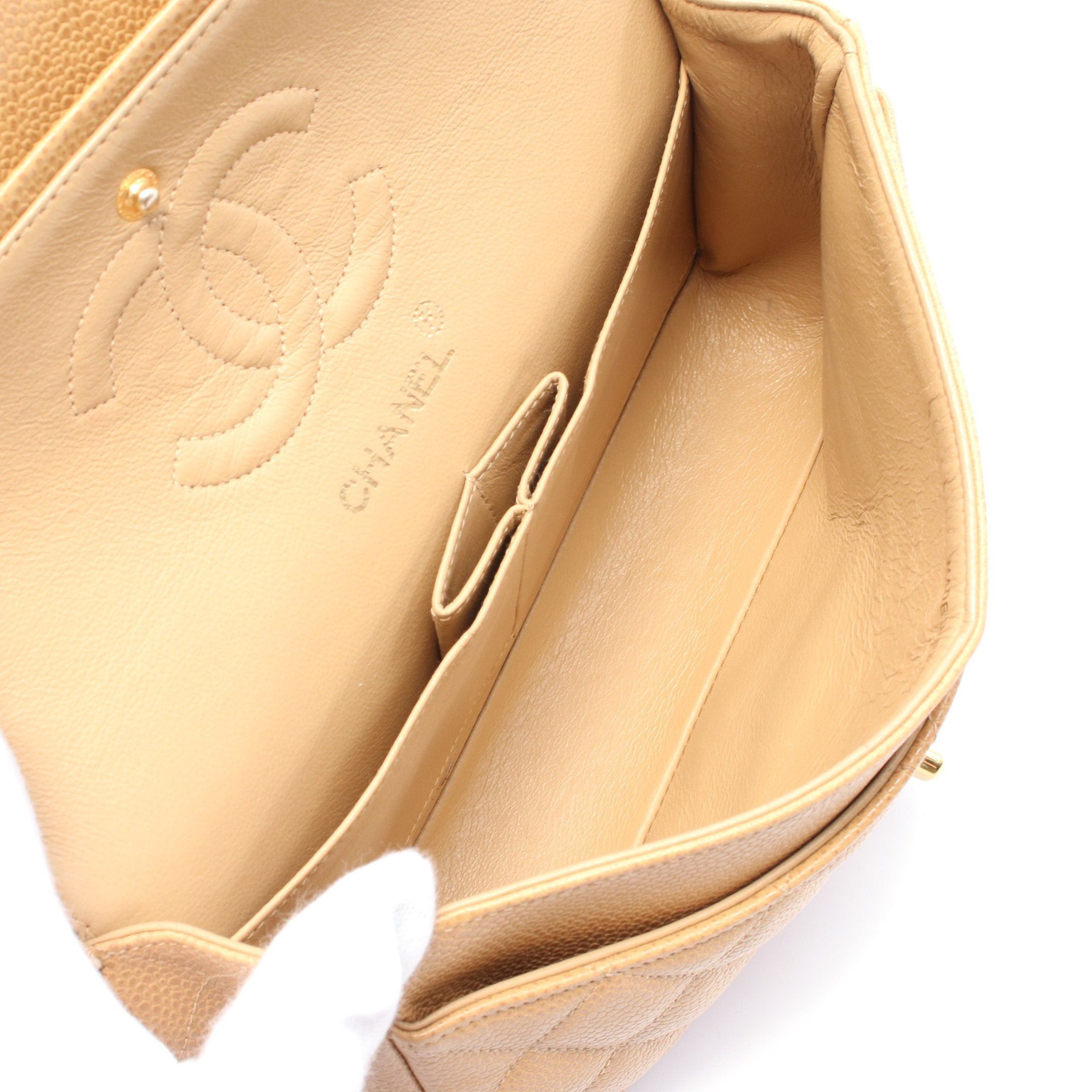 Chanel Chanel Matelasse Double Flap Chain Shoulder Bag Caviar Skin Beige Gold Hardware Size ONE SIZE - 3 Thumbnail