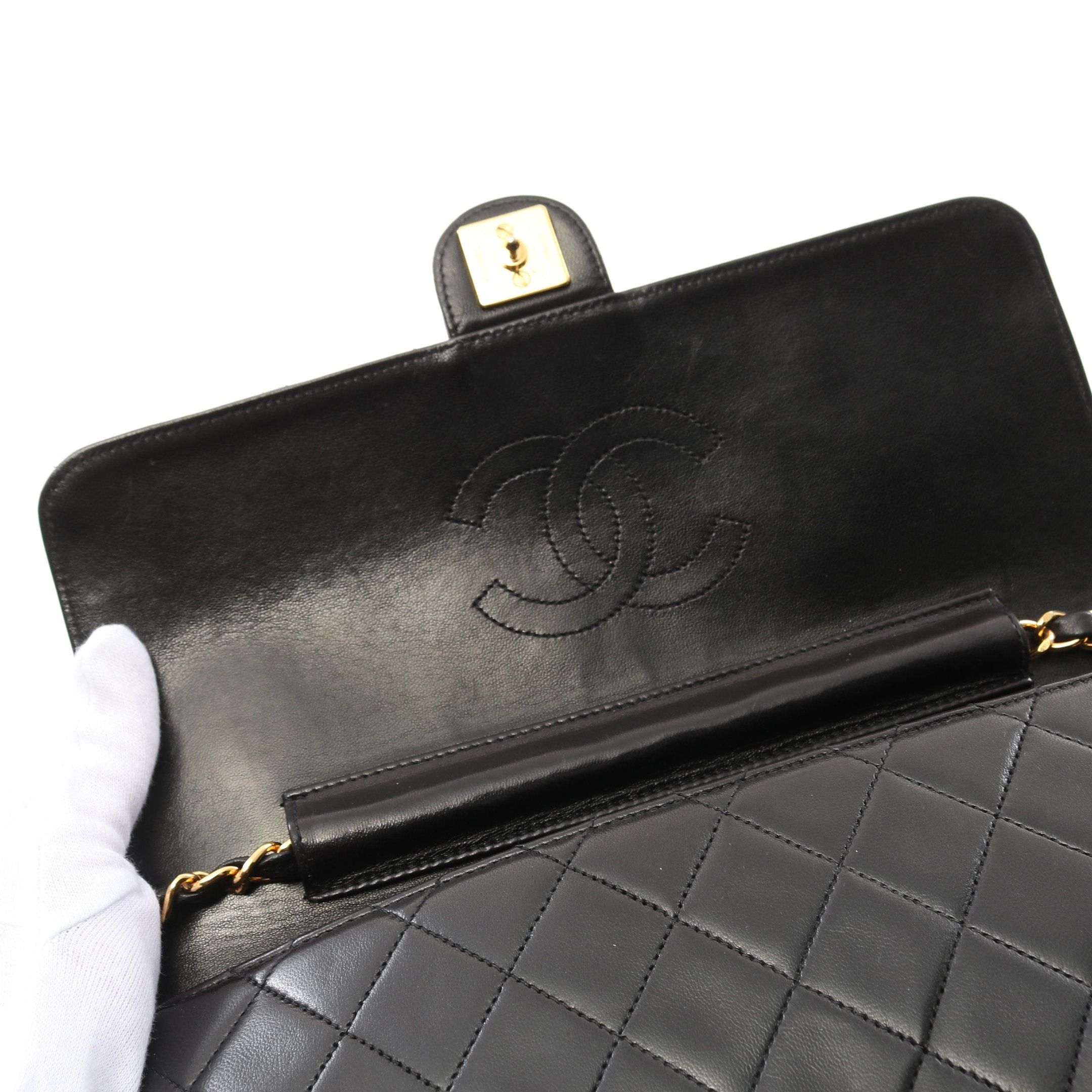 Chanel Chanel Matelasse Single Flap Chain Shoulder Bag Lambskin Black Gold Hardware Push Lock Size ONE SIZE - 6 Thumbnail