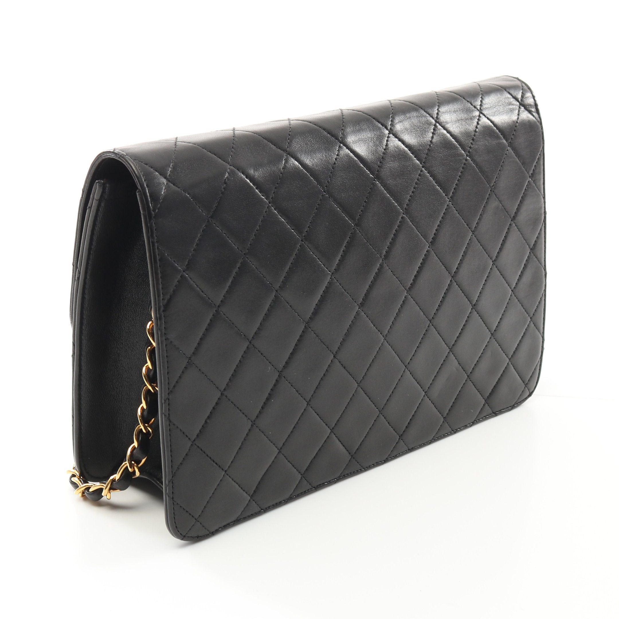 Chanel Chanel Matelasse Single Flap Chain Shoulder Bag Lambskin Black Gold Hardware Push Lock Size ONE SIZE - 2 Thumbnail