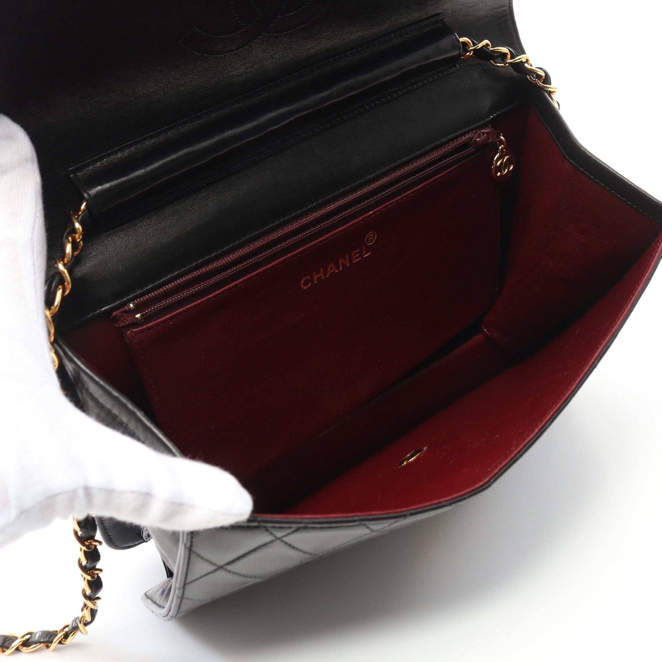 Chanel Chanel Matelasse Single Flap Chain Shoulder Bag Lambskin Black Gold Hardware Push Lock Size ONE SIZE - 3 Thumbnail