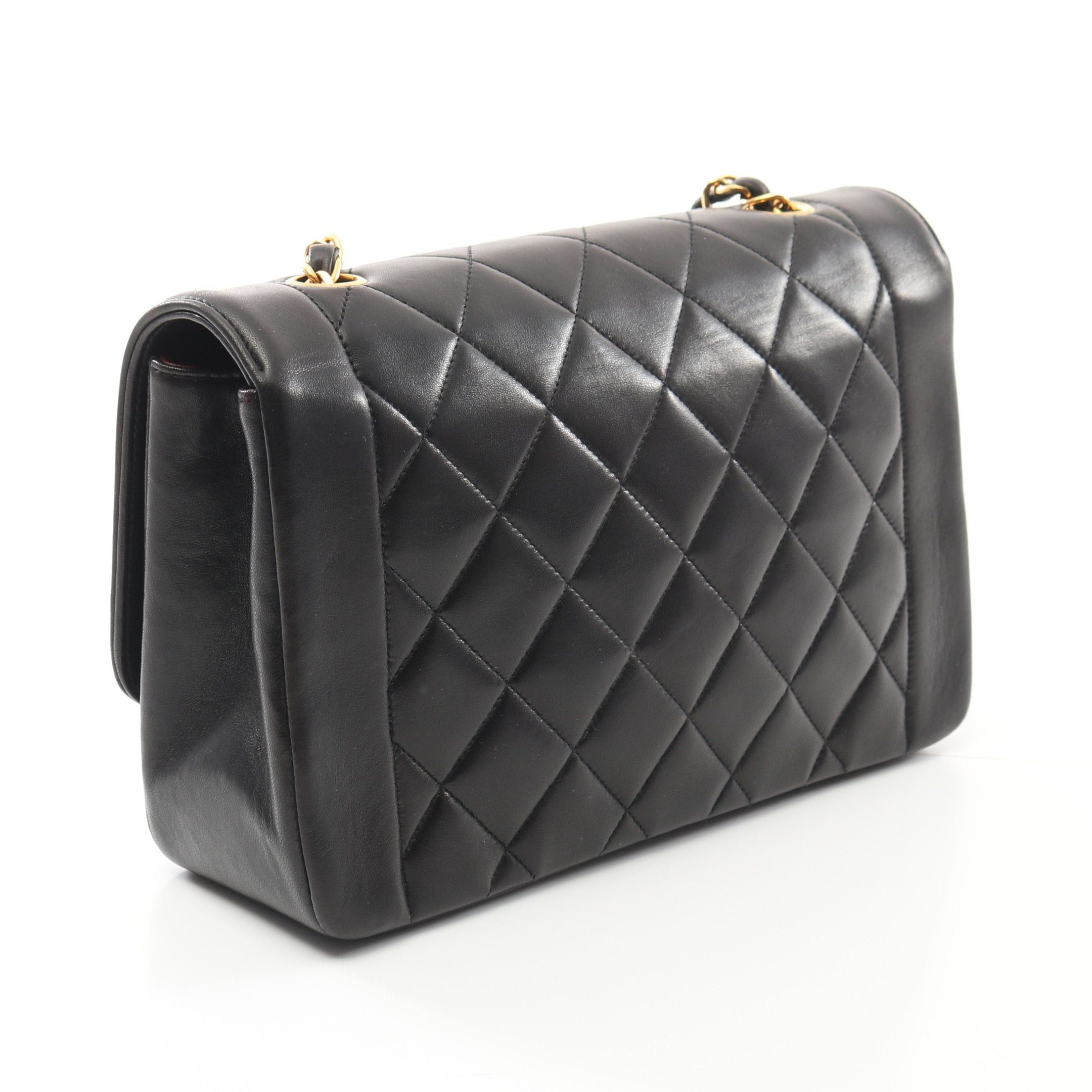 Chanel Chanel Matelasse Diana Flap Chain Shoulder Bag Lambskin Black Gold Hardware Size ONE SIZE - 2 Thumbnail
