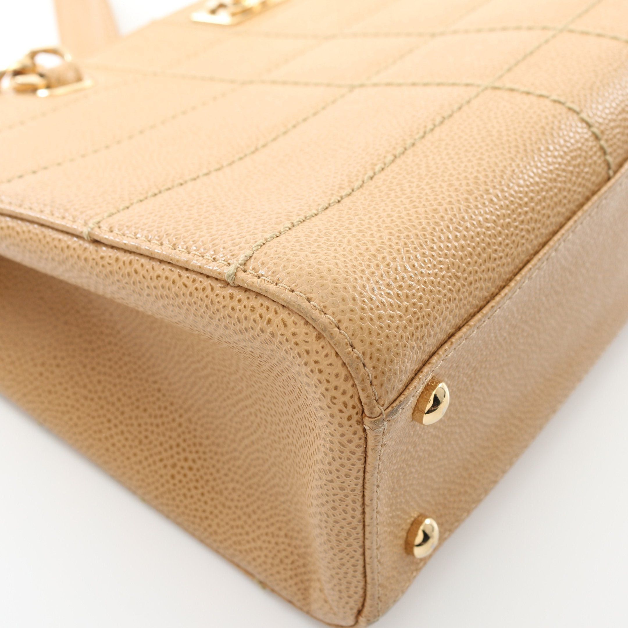 Chanel Chanel Chocolate Bar Shoulder Bag Tote Caviar Skin Beige Gold Hardware Size ONE SIZE - 6 Thumbnail