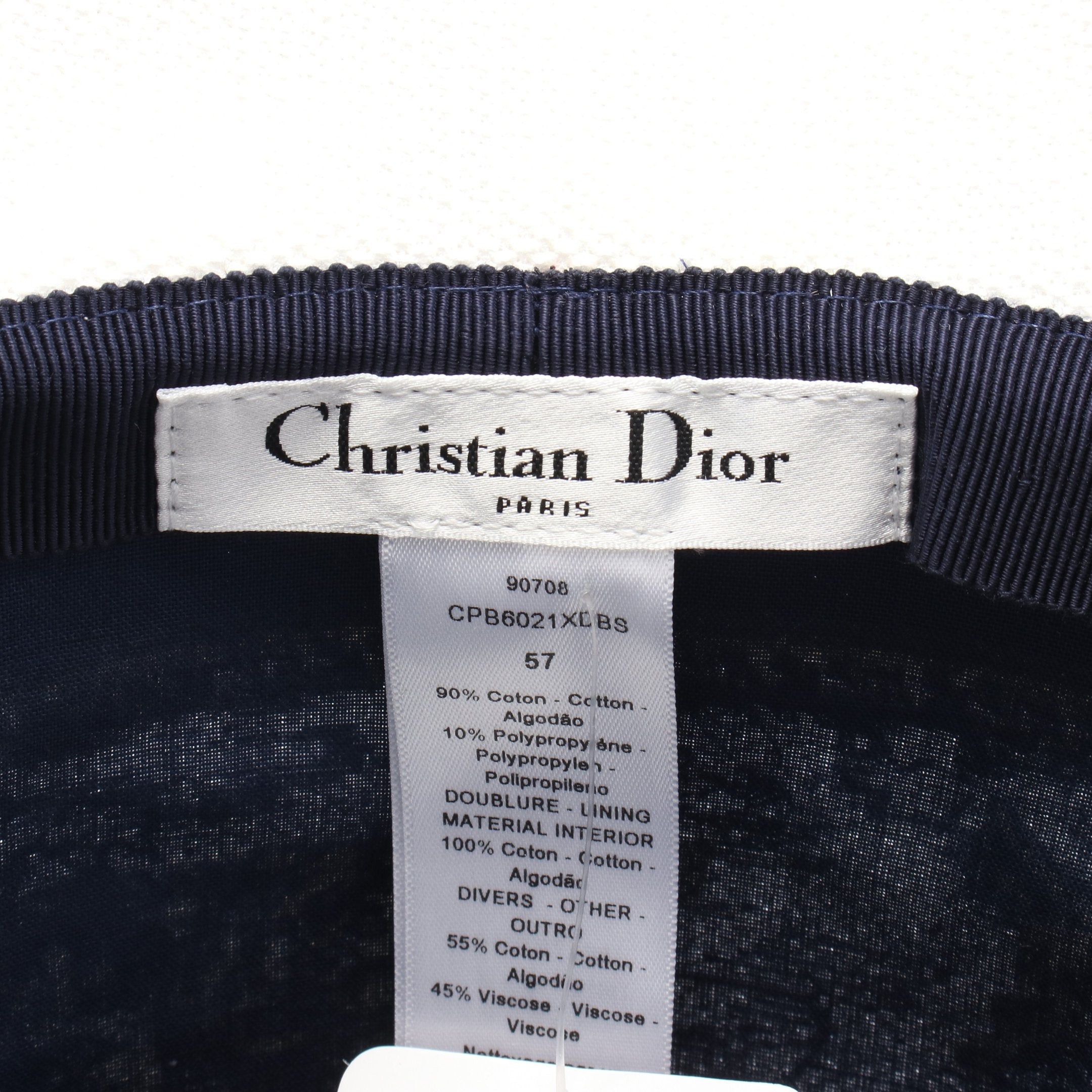 Dior Dior D-Bobby Bucket Hat Cotton White Navy Size ONE SIZE - 4 Thumbnail