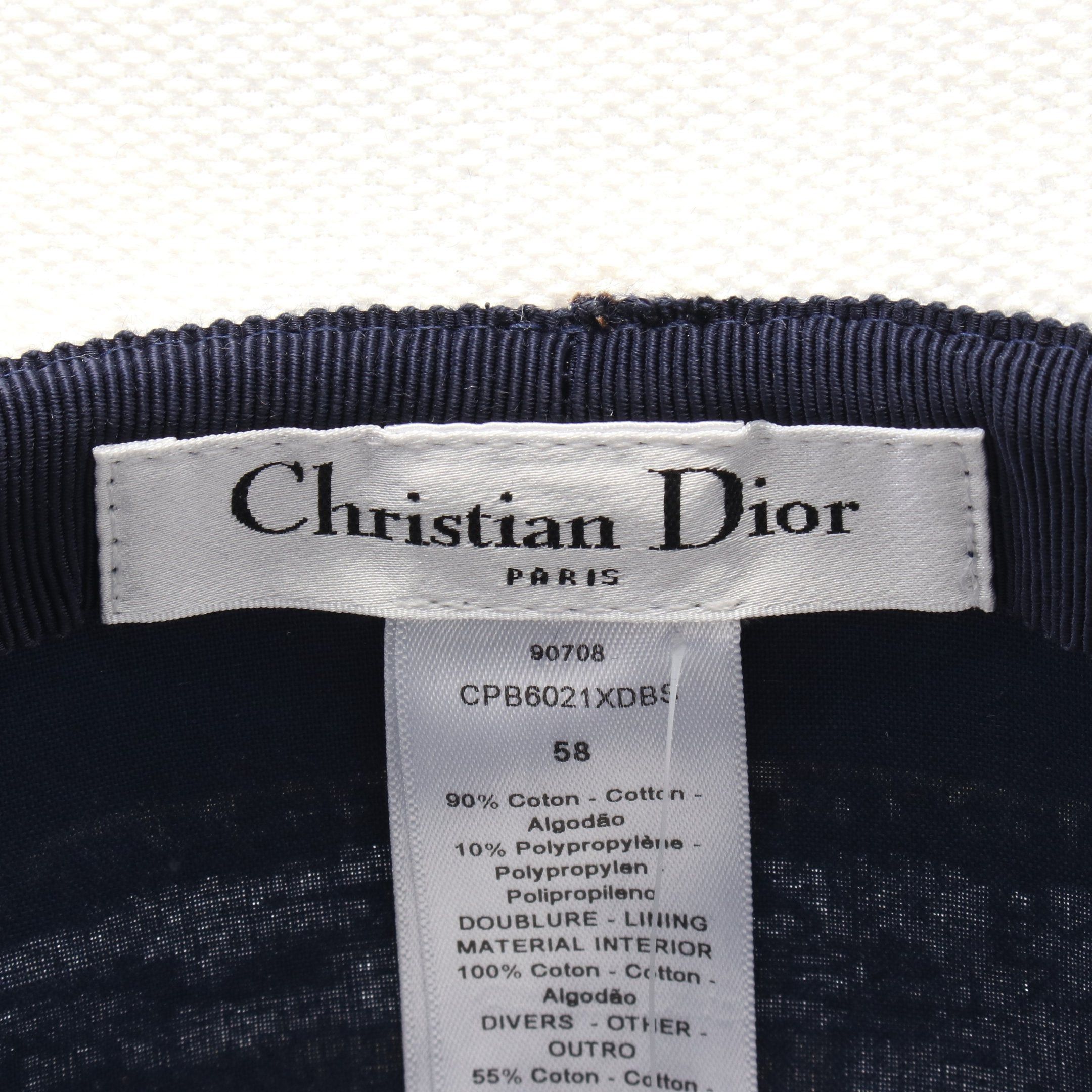 Dior Dior D-Bobby Bucket Hat Cotton White Navy Size ONE SIZE - 4 Thumbnail