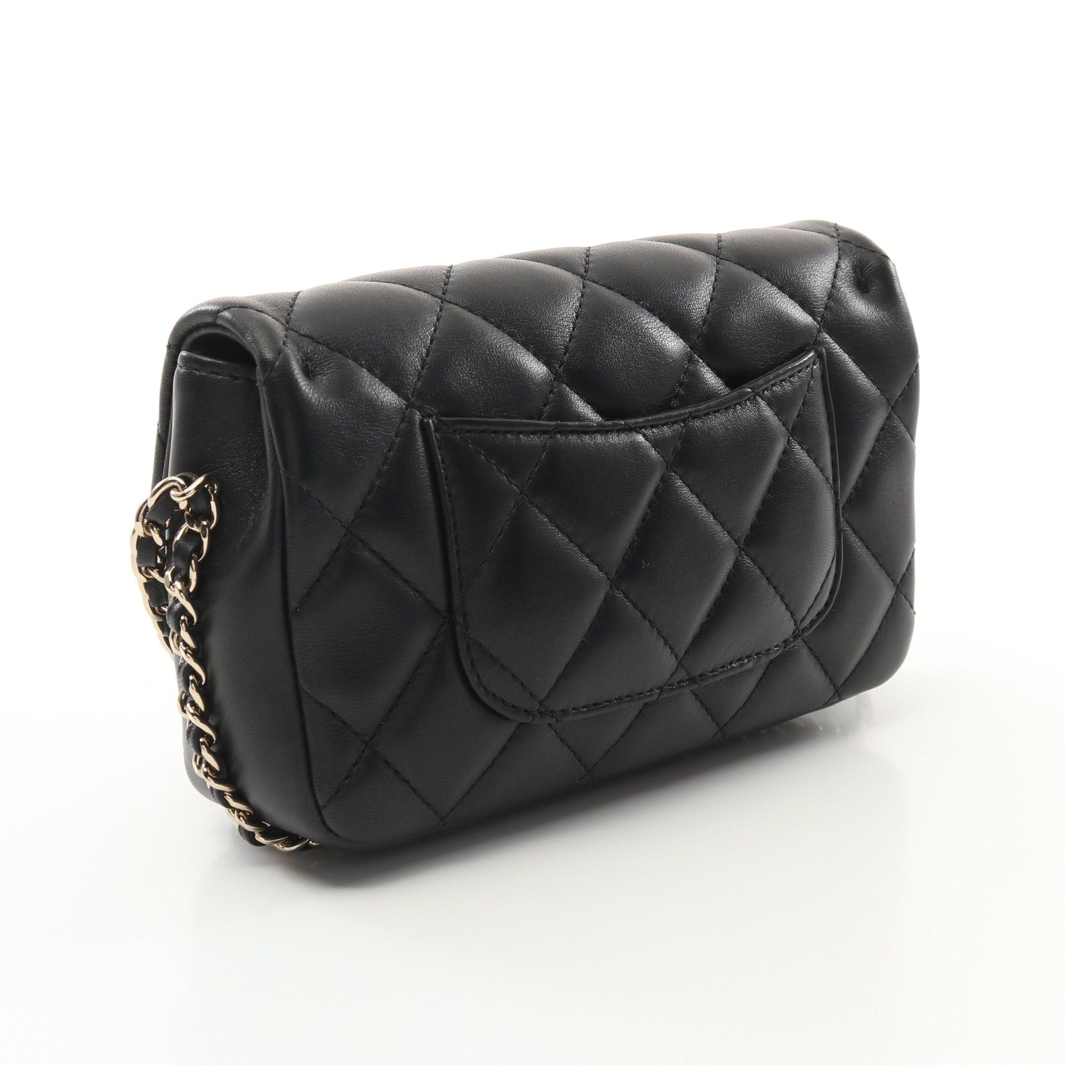 Chanel Chanel Matelasse Small Flap Pearl Chain Shoulder Bag Lambskin Black Gold Hardware Size ONE SIZE - 2 Thumbnail